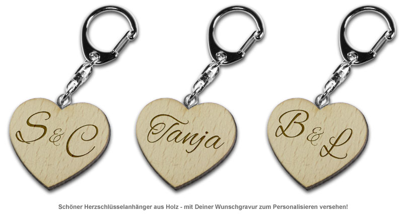 Schlüsselanhänger Holzherz - personalisiert 1248 - 1