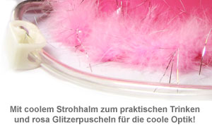 Bierhelm pink mit Glitzer Puscheln 1049 - 2