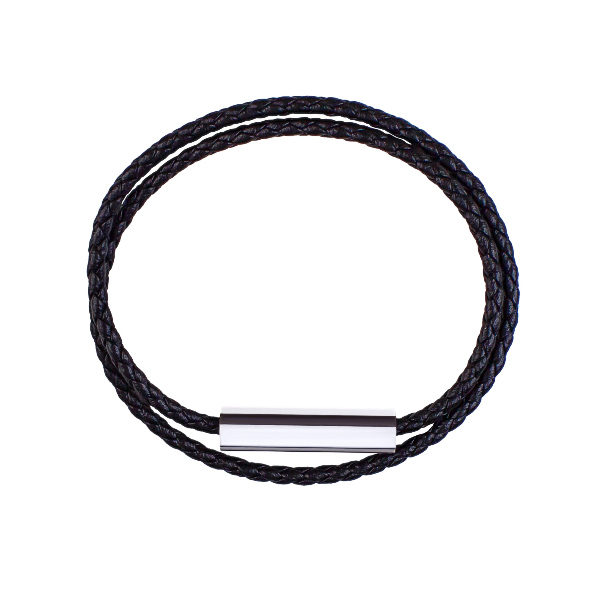 Geflochtenes Lederarmband zum Wickeln - Silber