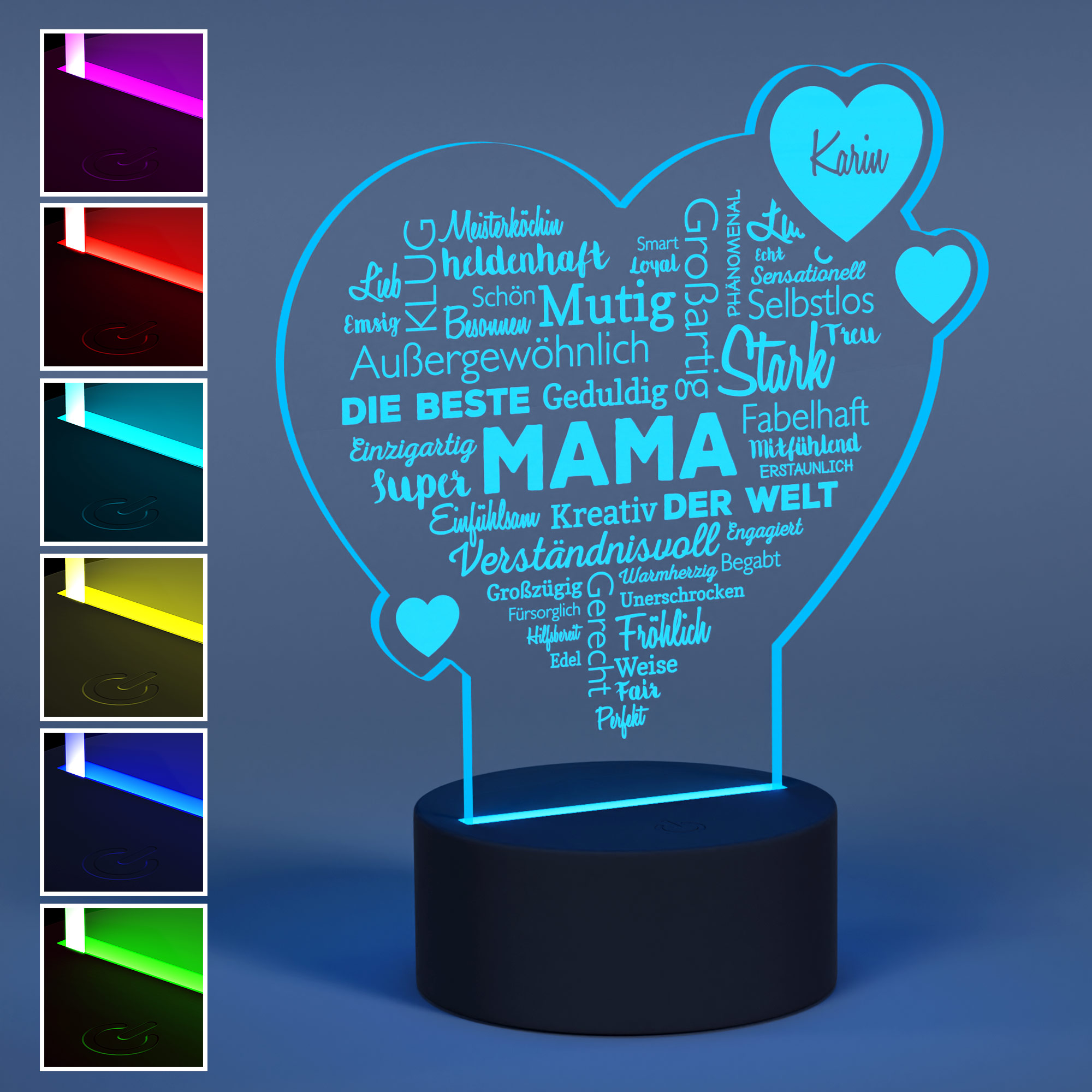 Acryl-LED Wortherz Mama - Personalisiert