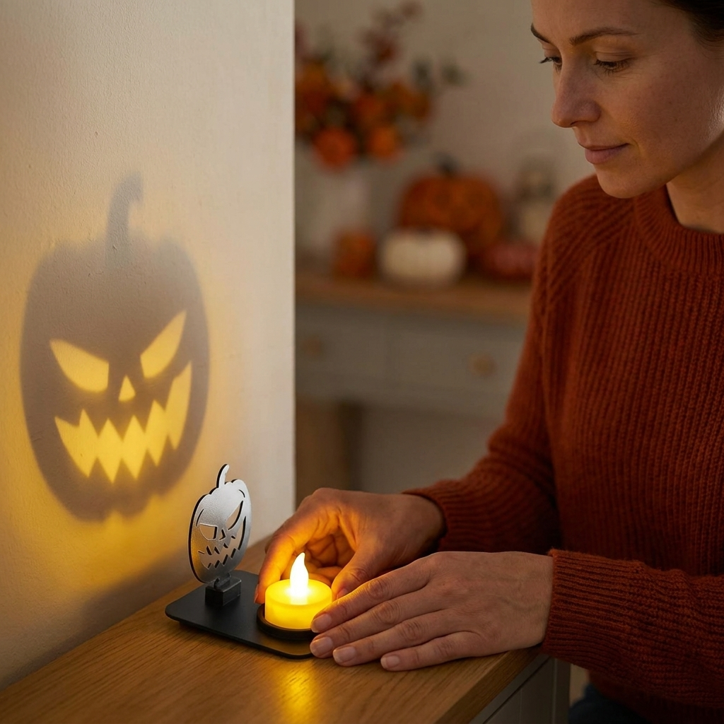 Halloween-Teelichthalter Komplettset – 5 Schattenmotive Halloween-Teelichthalter Komplettset – 5 Schattenmotive