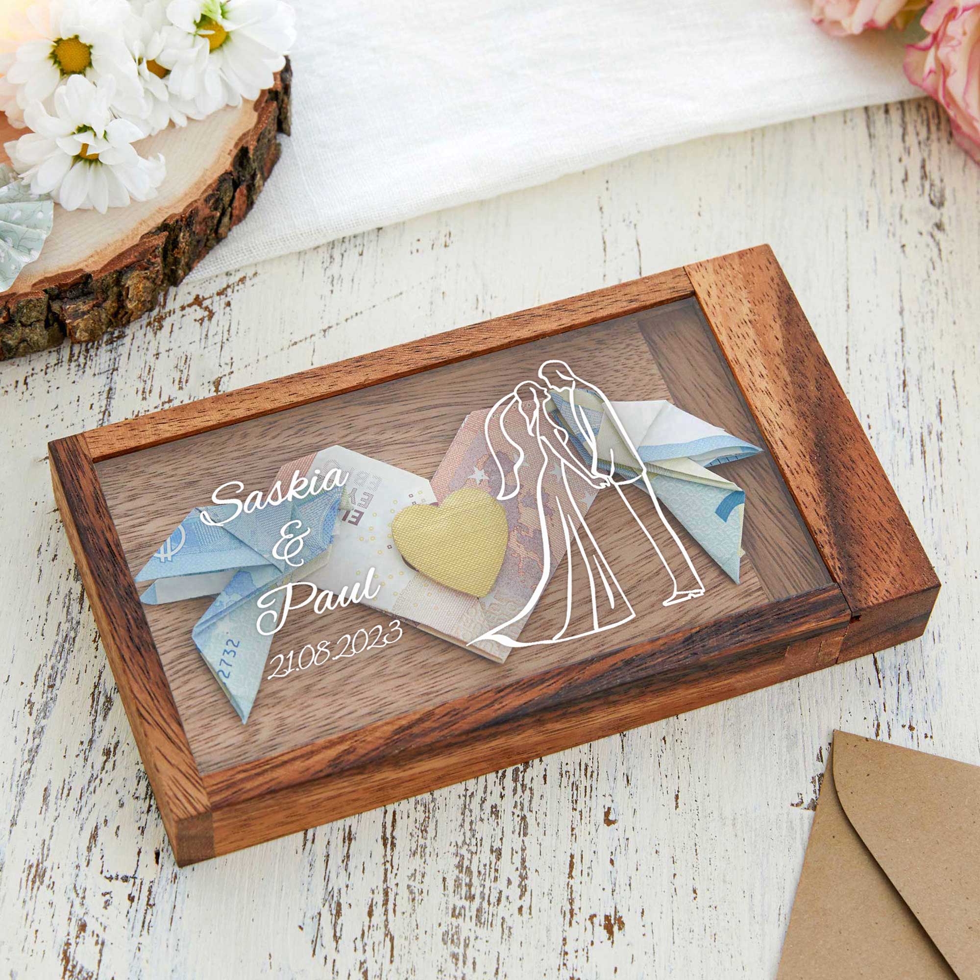 Magische Geldgeschenkbox mit Gravur - Silhouette