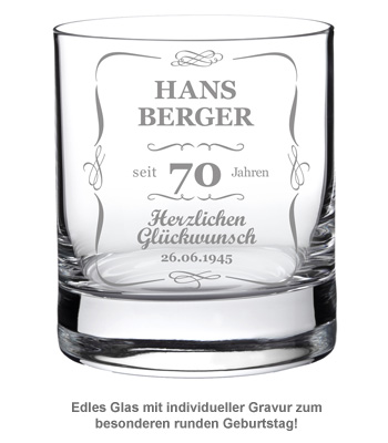 Whiskyglas 70. Geburtstag - klassisch 2219 - 1