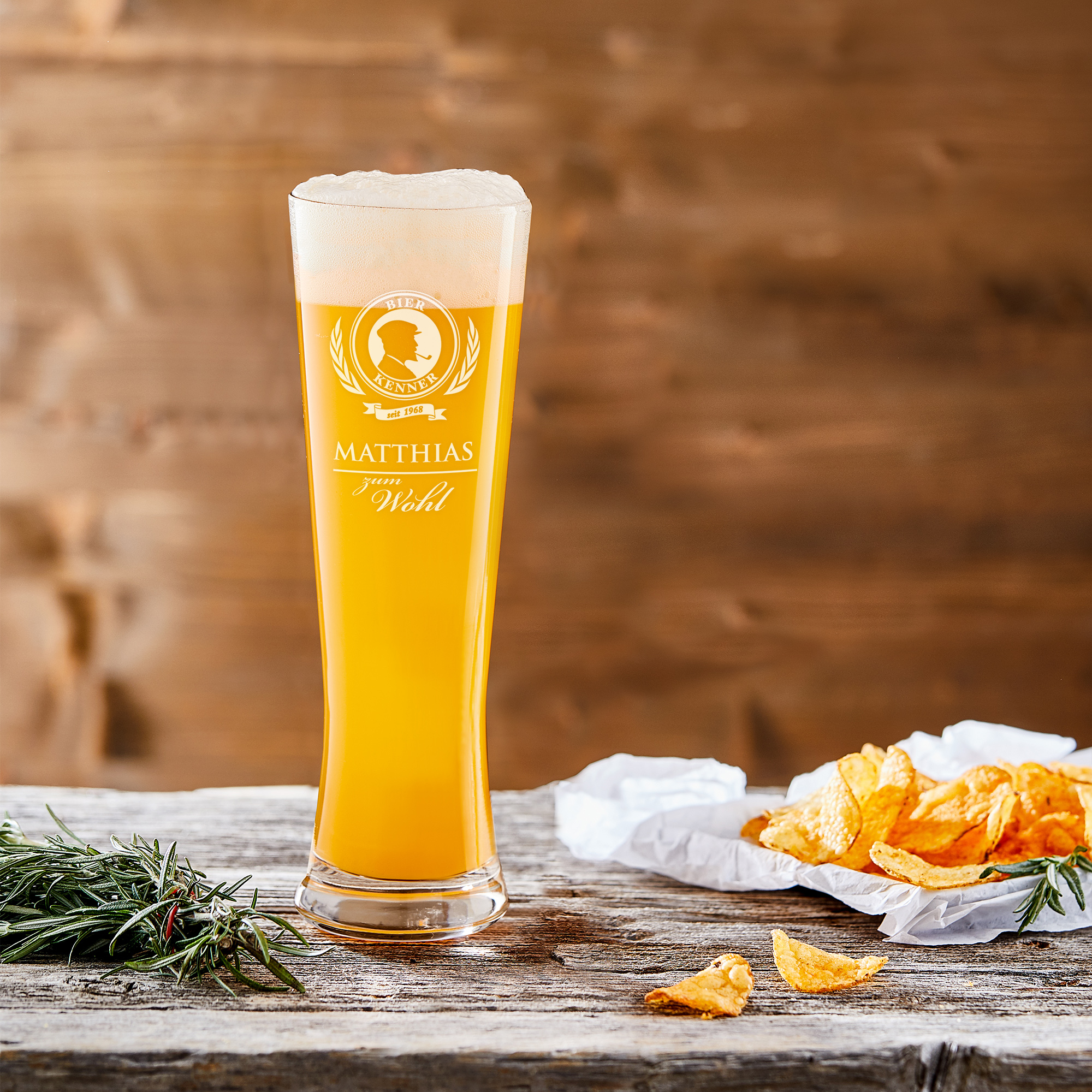 Weizenglas mit Gravur - Bier Kenner