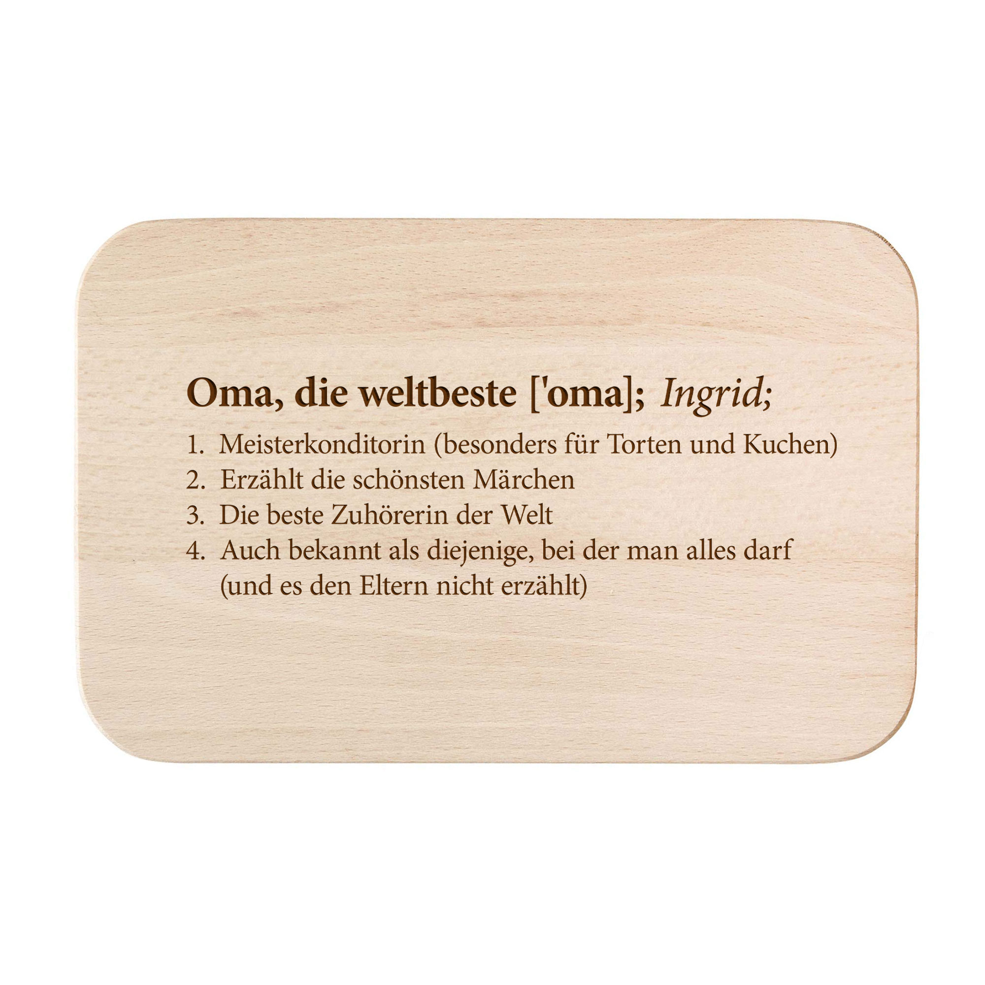 Frühstücksbrett mit Gravur - Definition Weltbeste Oma
