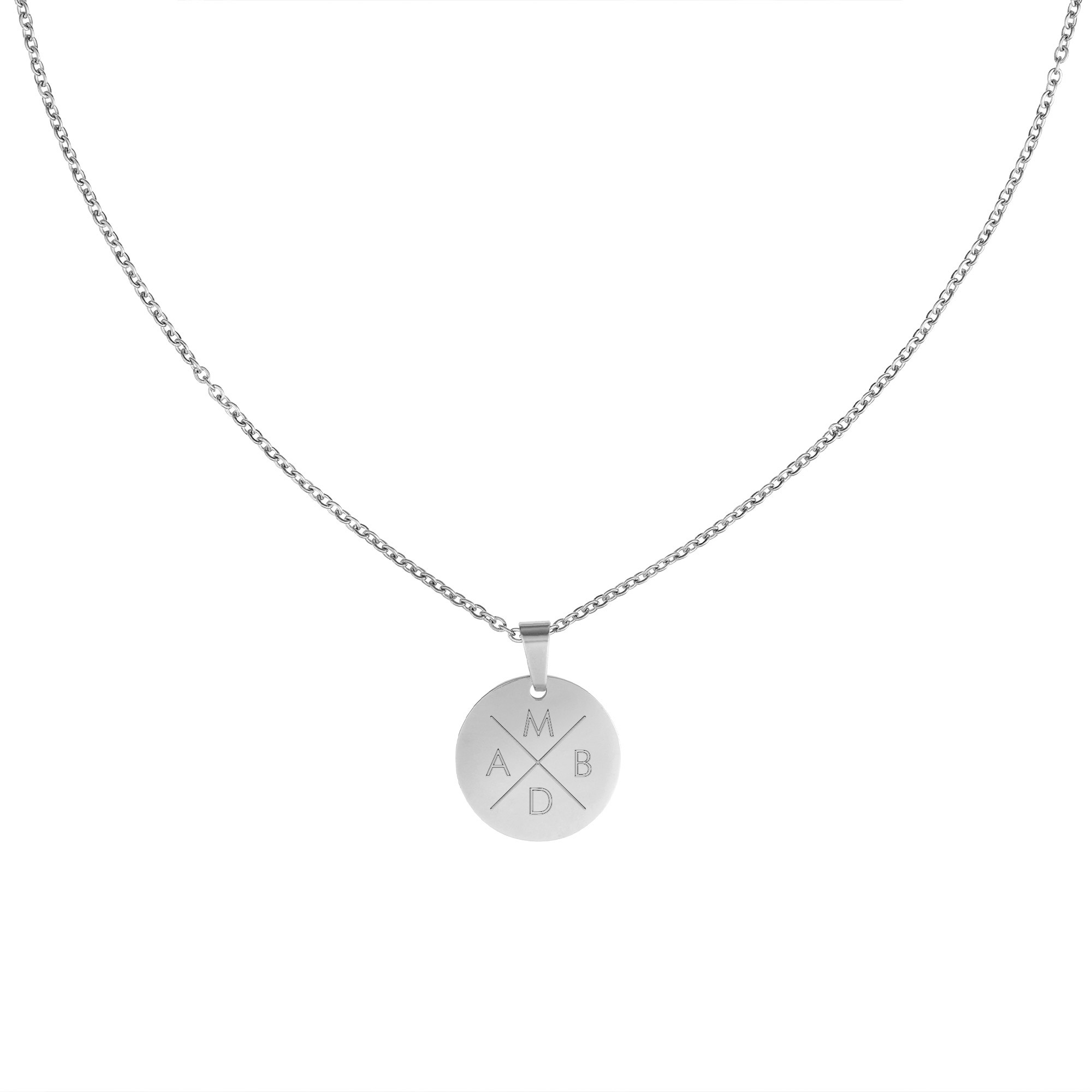 Kette Kreis M - Silber - 4 Initialen - Personalisiert
