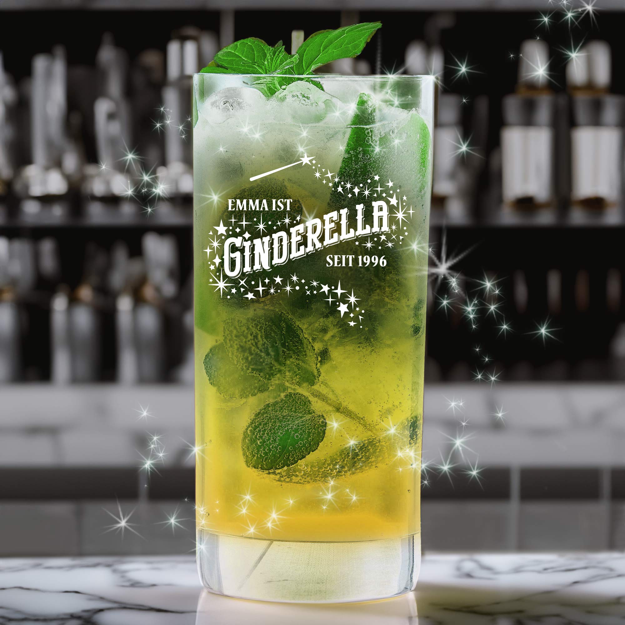 Cocktailglas mit Gravur - Ginderella