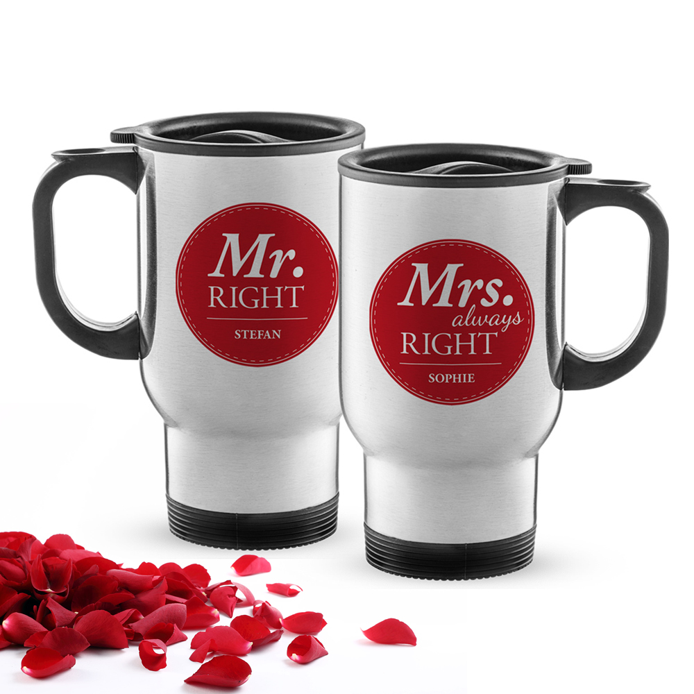 Thermobecher Set personalisiert - Mr and Mrs Right 3105