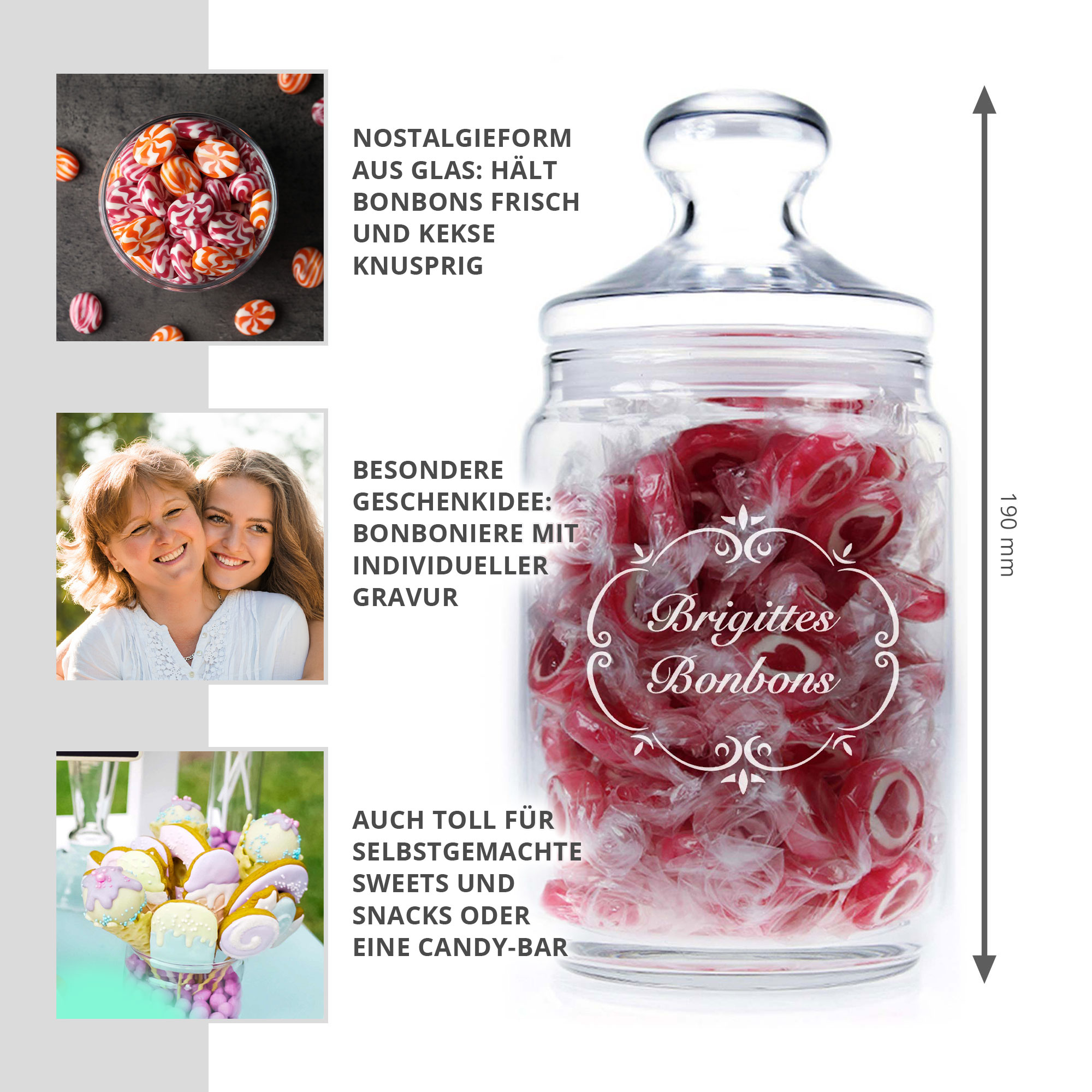 Bonbonglas mit Gravur - Frauen Bonbonglas mit Gravur - Frauen