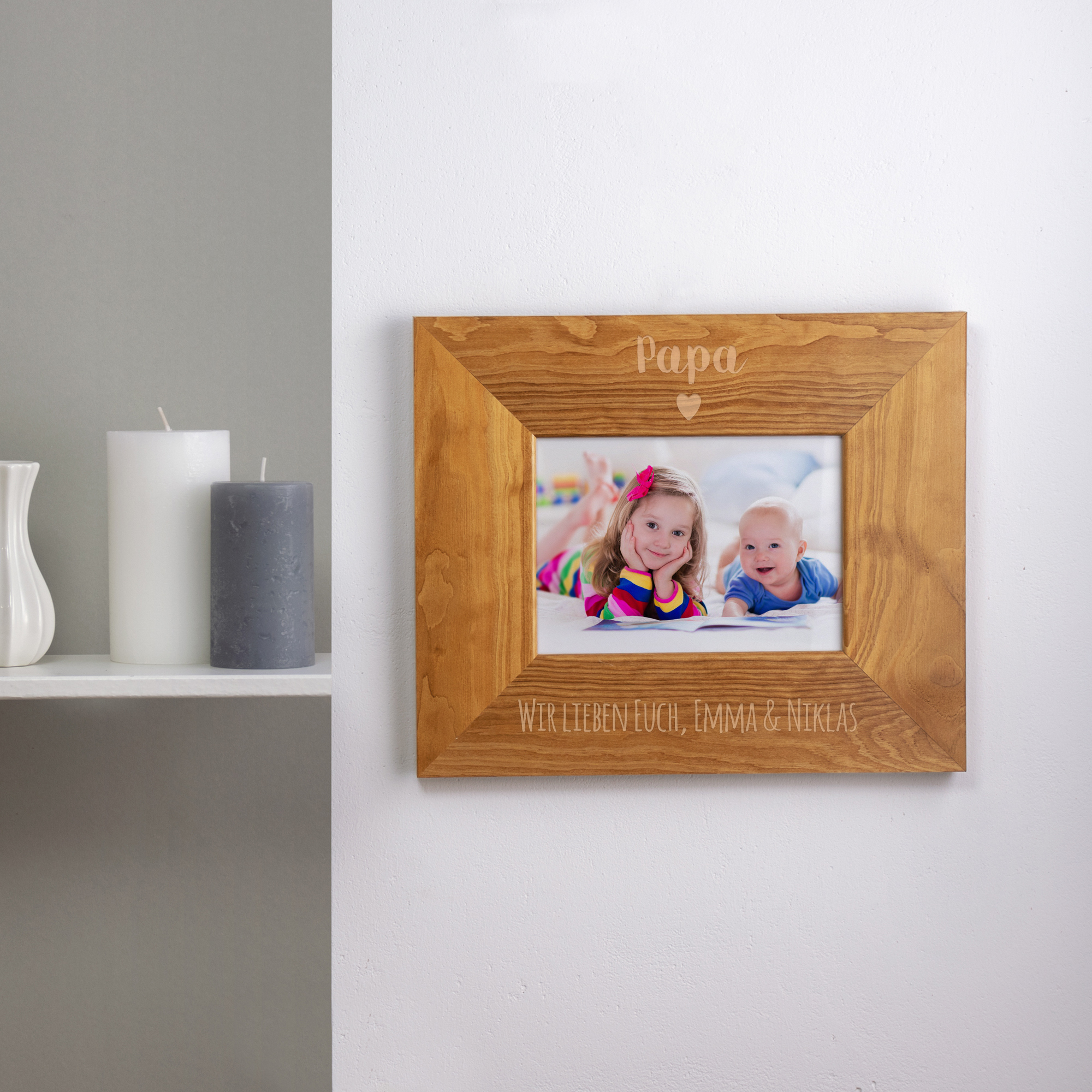 Personalisierter Bilderrahmen - Papa mit Herz