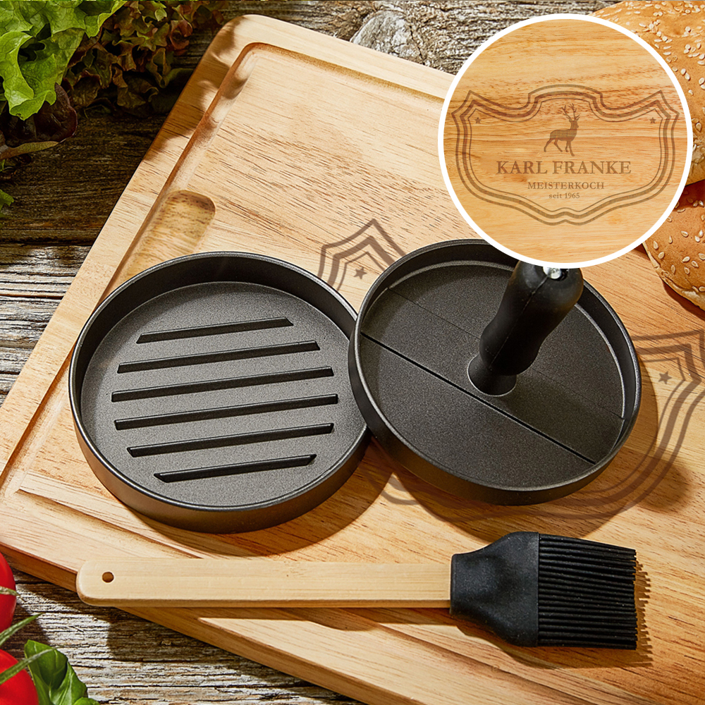 Burgerpresse mit Schneidebrett Grillset - Meisterkoch 3566 Burgerpresse mit Schneidebrett Grillset - Meisterkoch 3566
