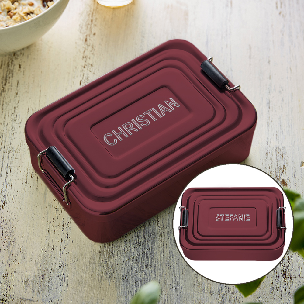 Gravierte Lunchbox - Name (rot) 2936