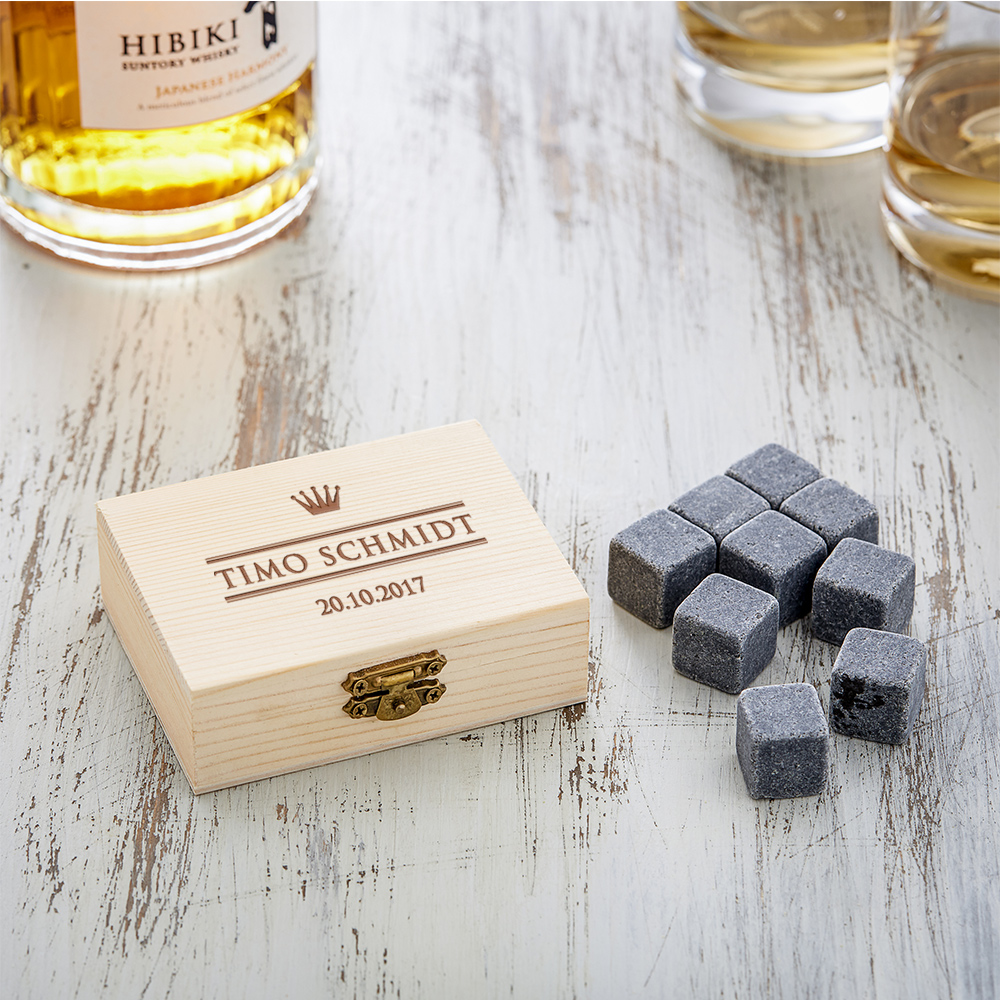 Whisky Steine in Holzkiste mit Gravur - Royal 3150 - 6