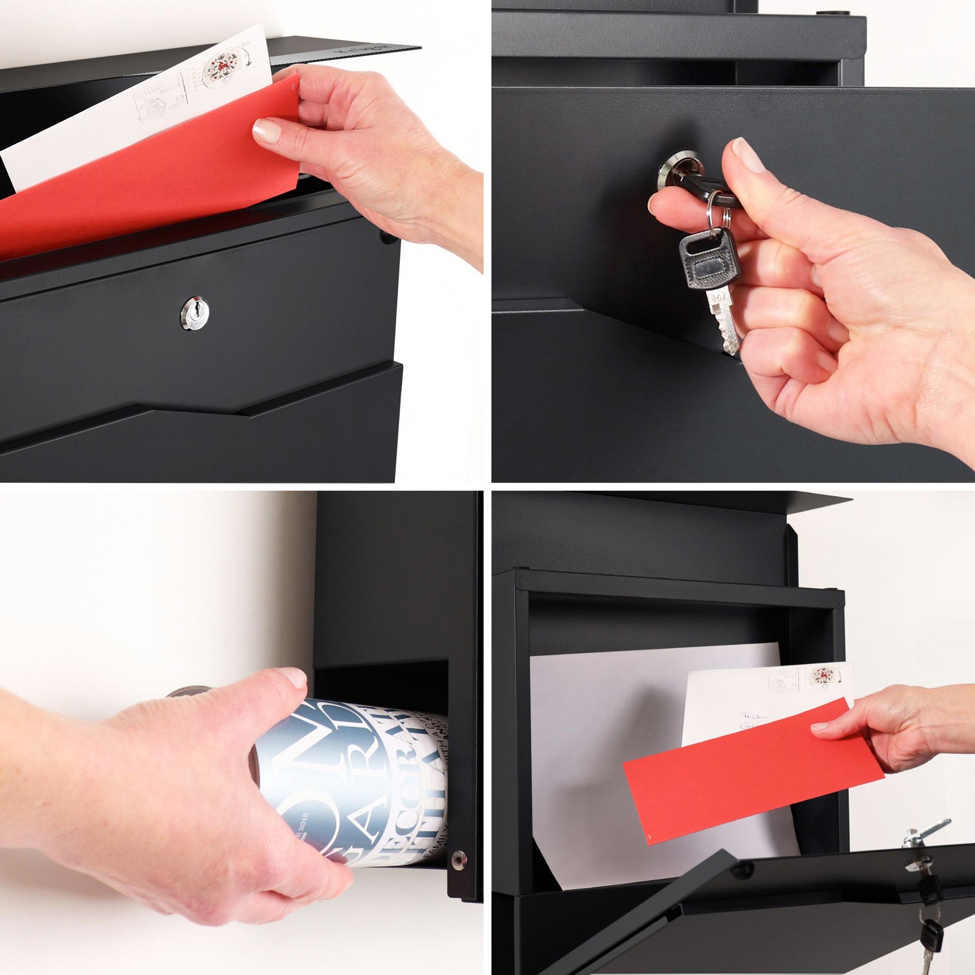 Briefkasten mit Zeitungsfach Schwarz