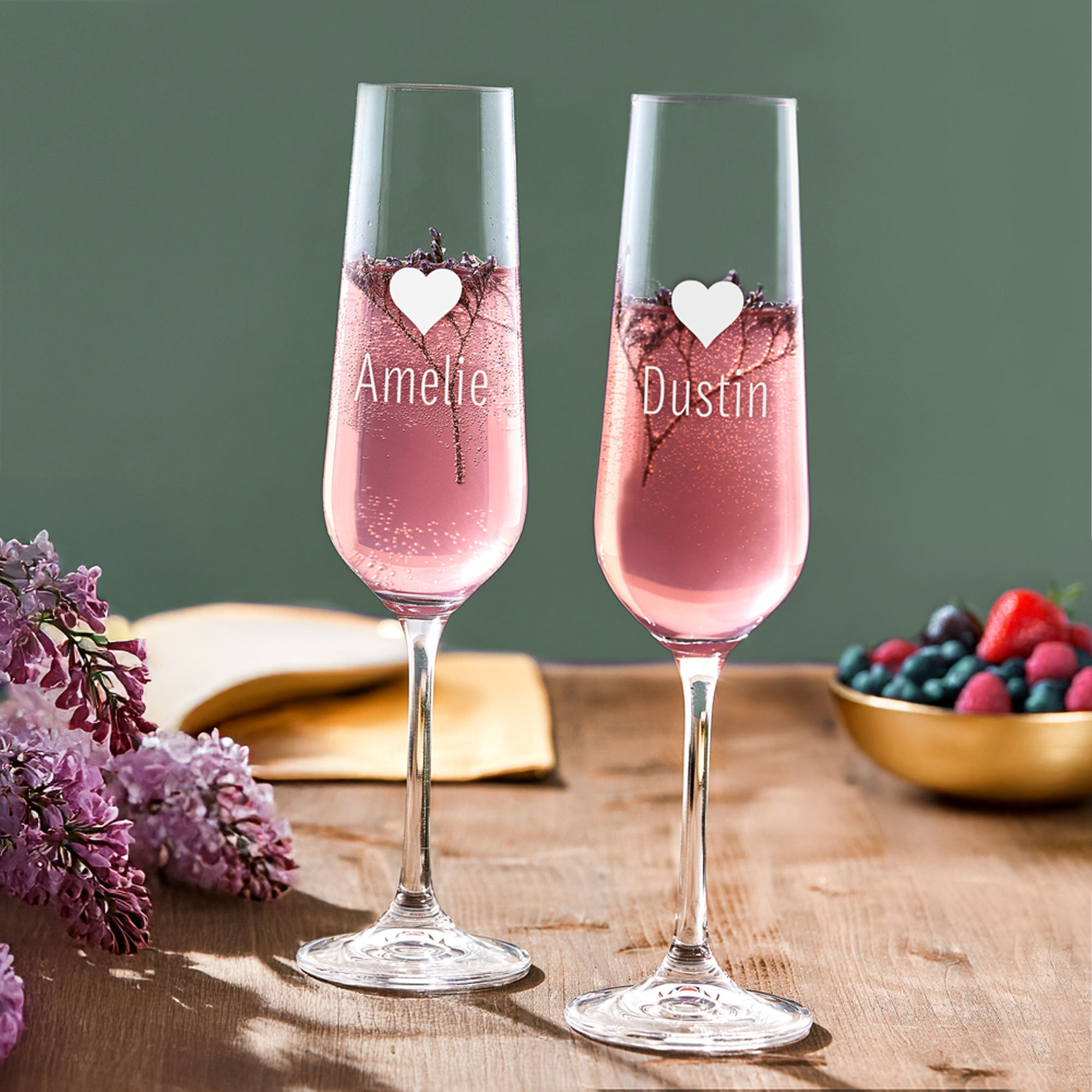 Sektgläser mit Herz Motiv - graviert