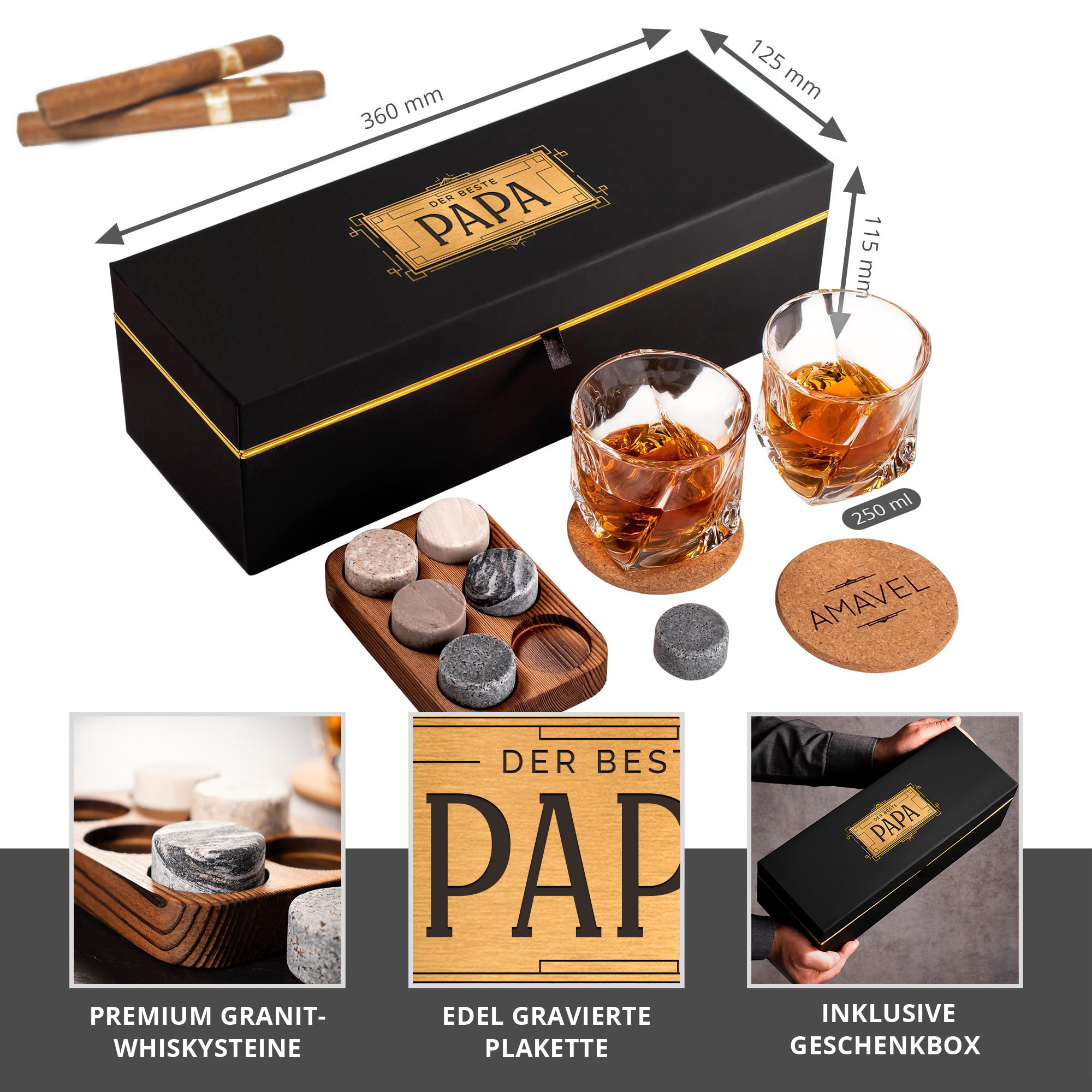 Whisky Geschenkset Deluxe - Bester Papa