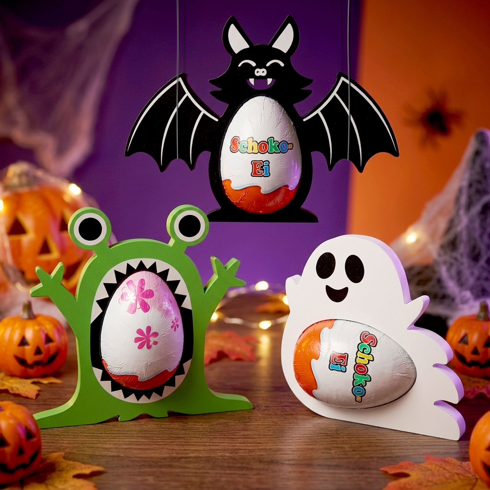 Monster Ü-Ei Halter zu Halloween Bunt - 3er Set Monster Ü-Ei Halter zu Halloween Bunt - 3er Set