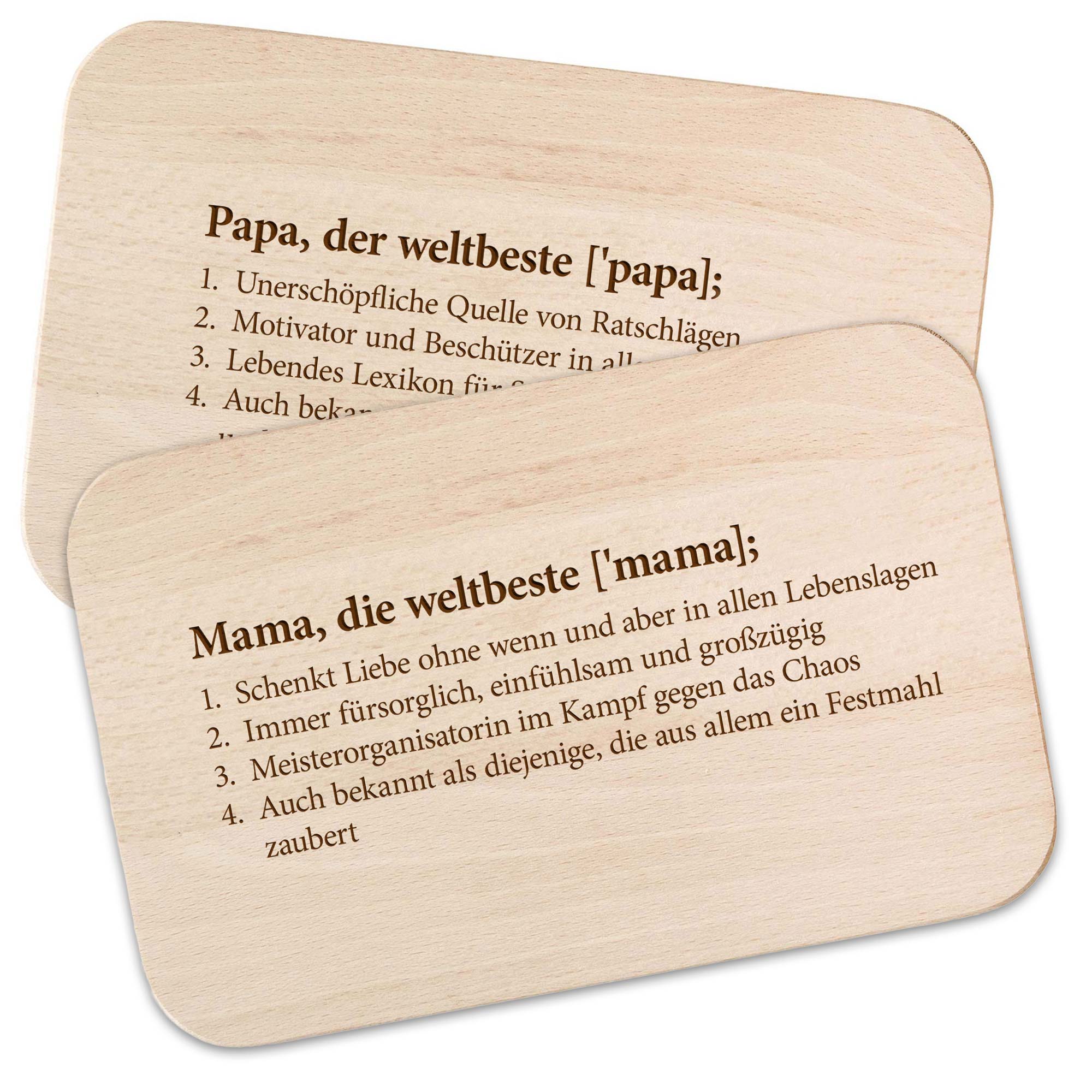 Frühstücksbrettchen Set mit Gravur - Definition Eltern