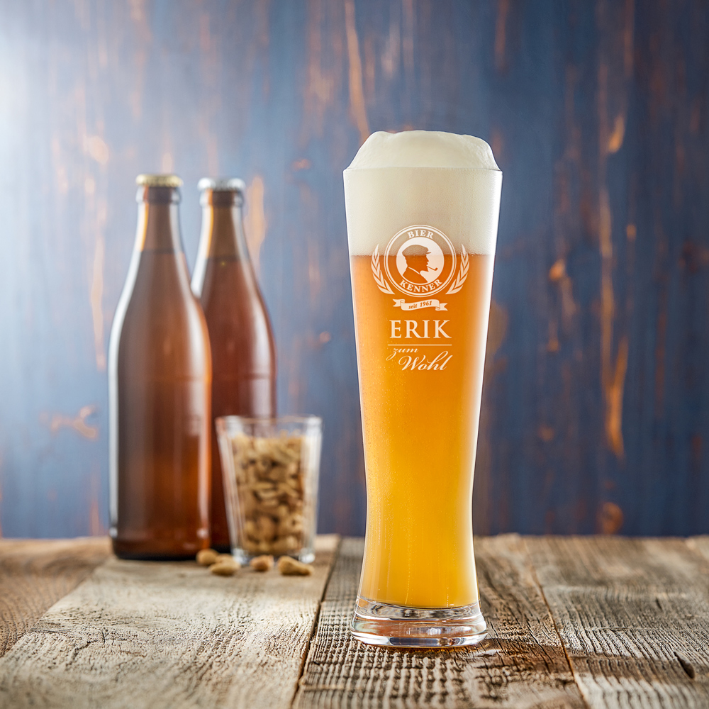Weizenglas mit Gravur - Bier Kenner