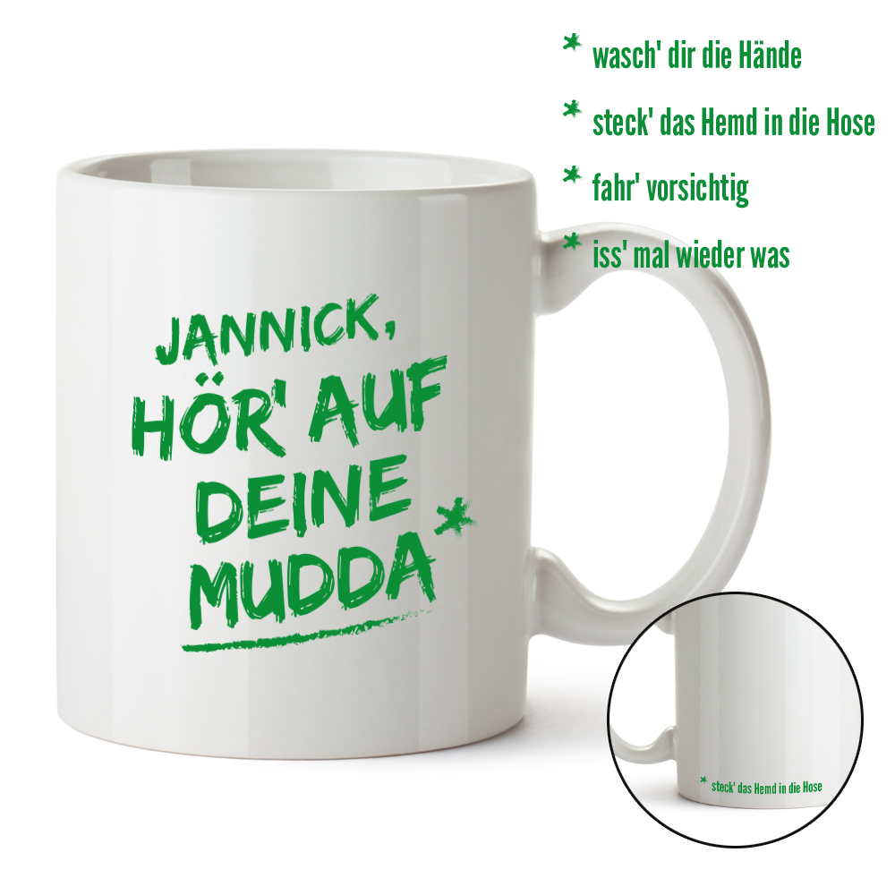 Personalisierte Tasse - Hör auf Deine Mudda 1980