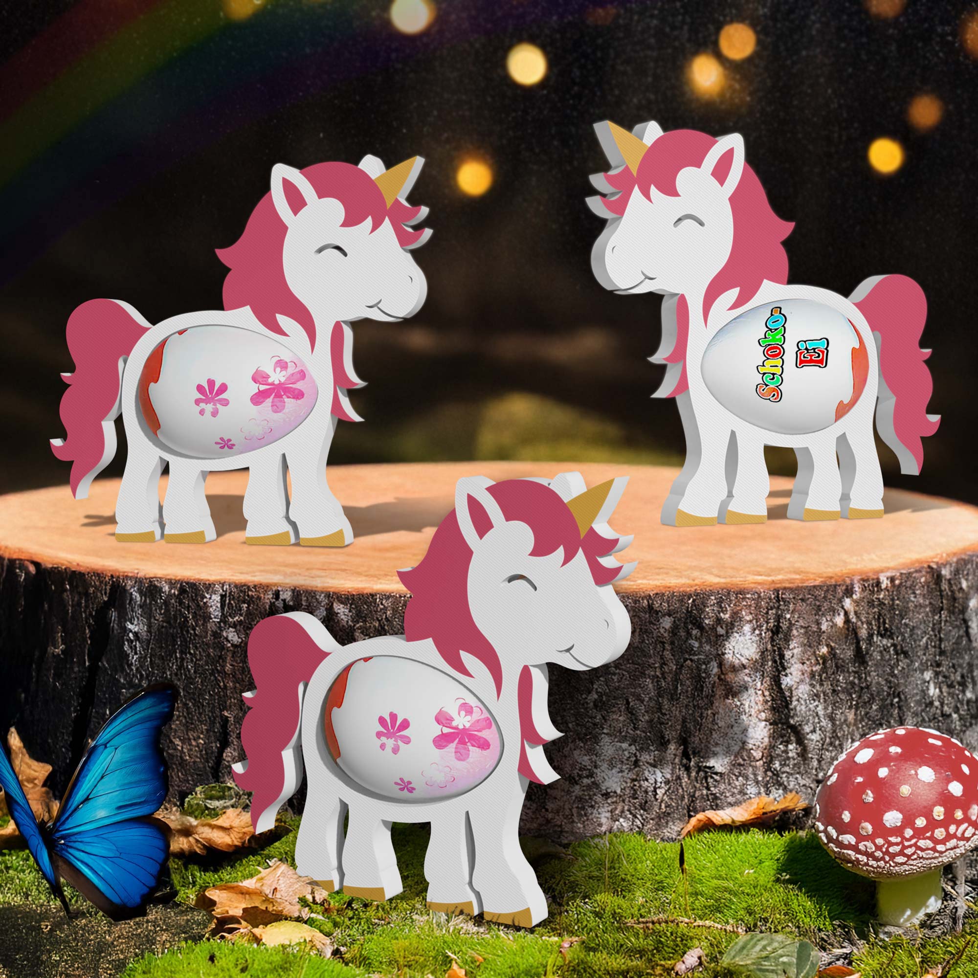 Einhörner Ü-Ei Halter - 3er Set