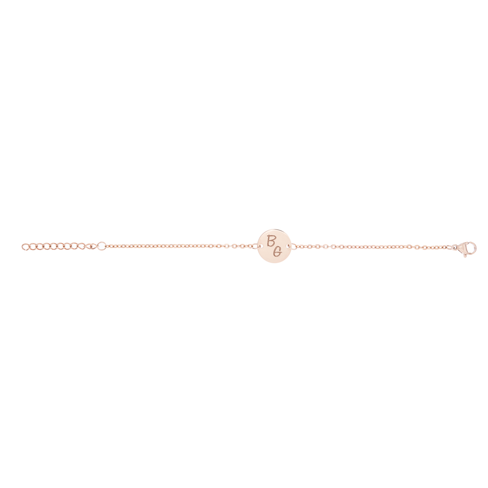 Armband Rosegold mit runder Plakette - Initialen