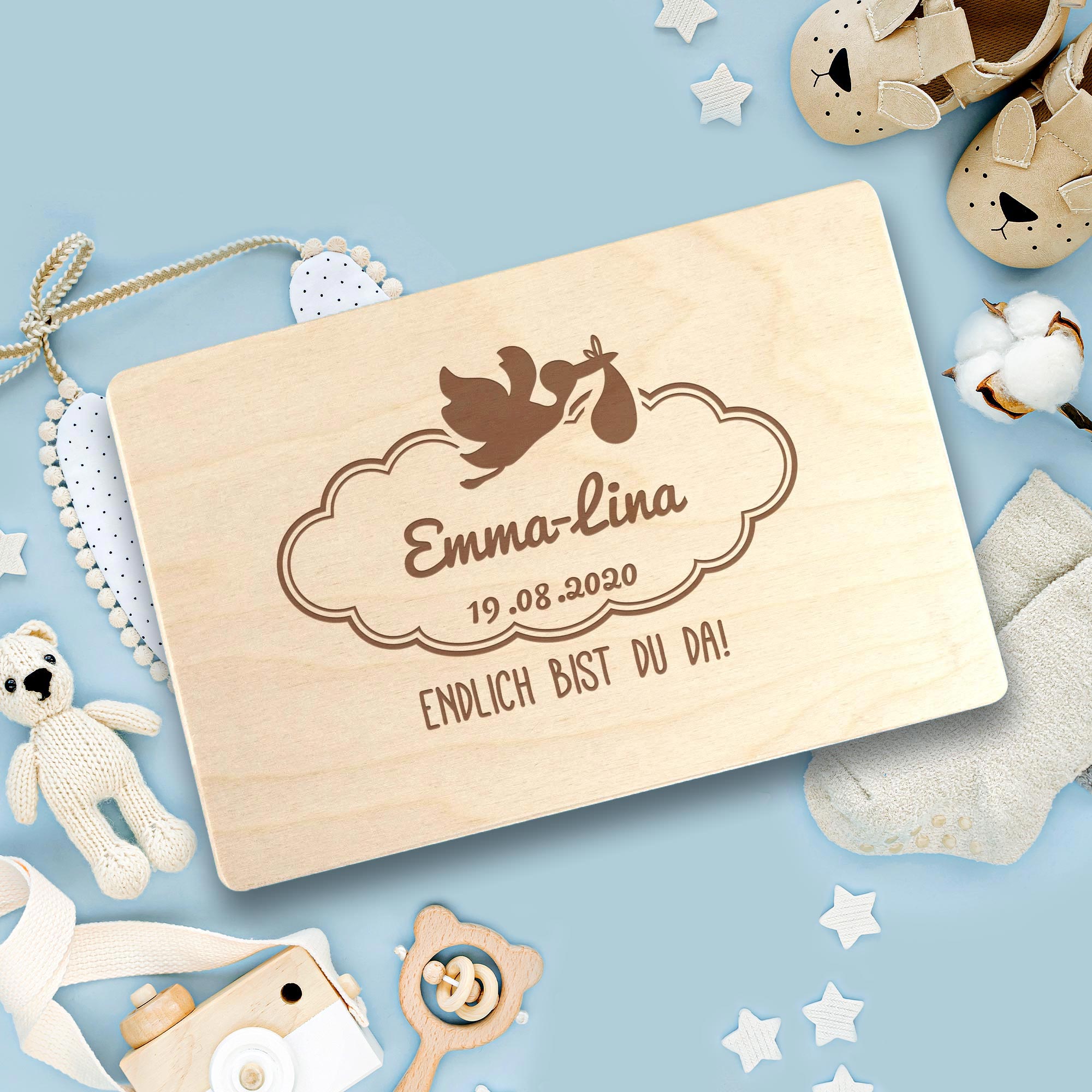 Memory Box zur Geburt - Storch