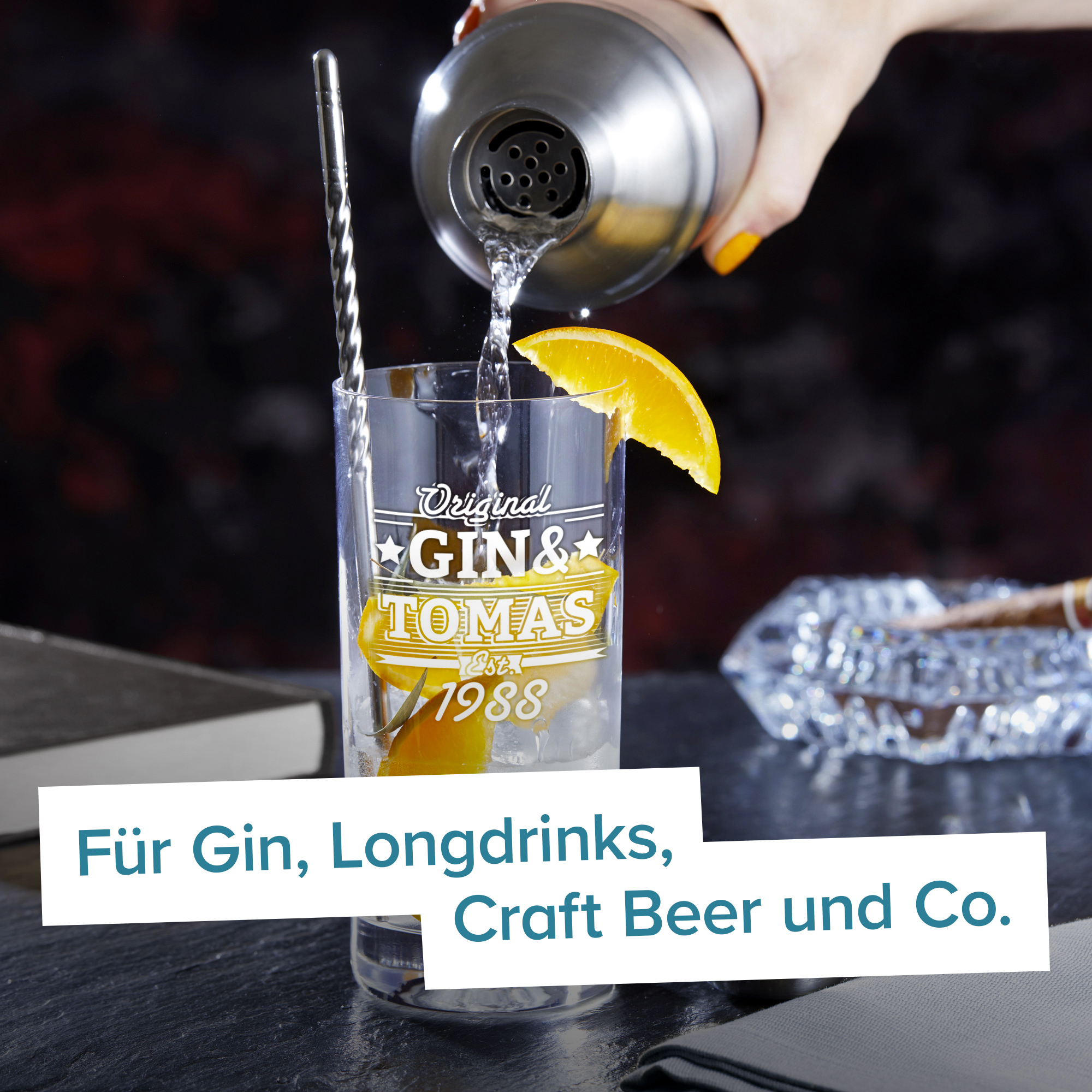 Cocktailglas mit Gravur - Gin 3965 - 5
