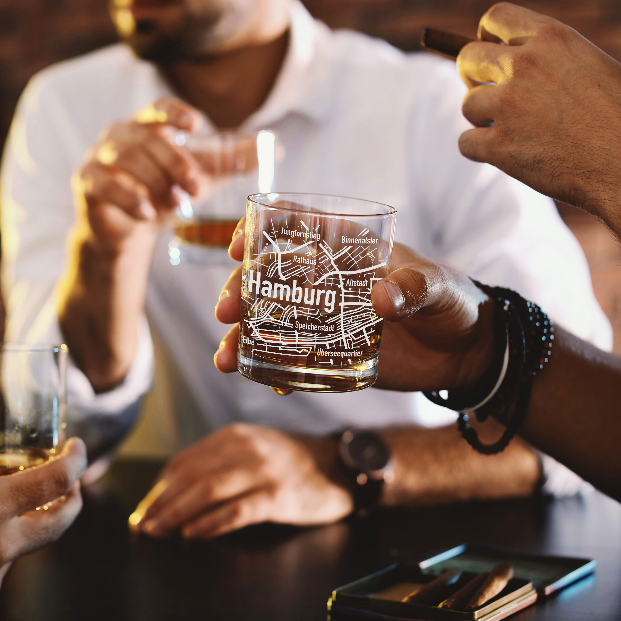 Whiskyglas mit Gravur - Hamburg