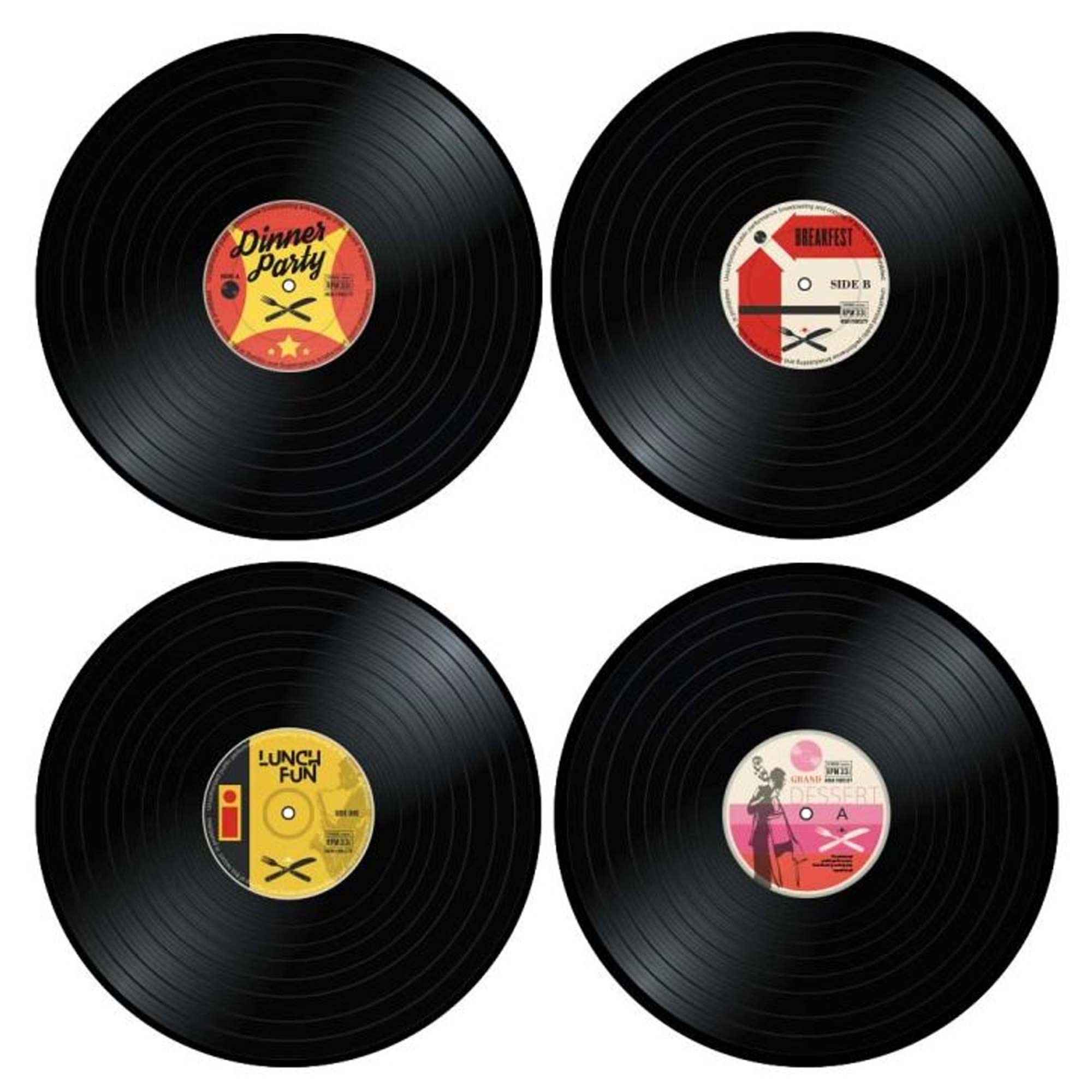 Tischset im Vinyl Schallplatten Look - 4-teilig