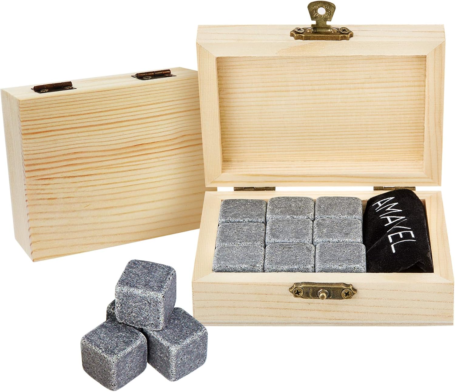 Whiskysteine in edler Holzbox Whiskysteine in edler Holzbox