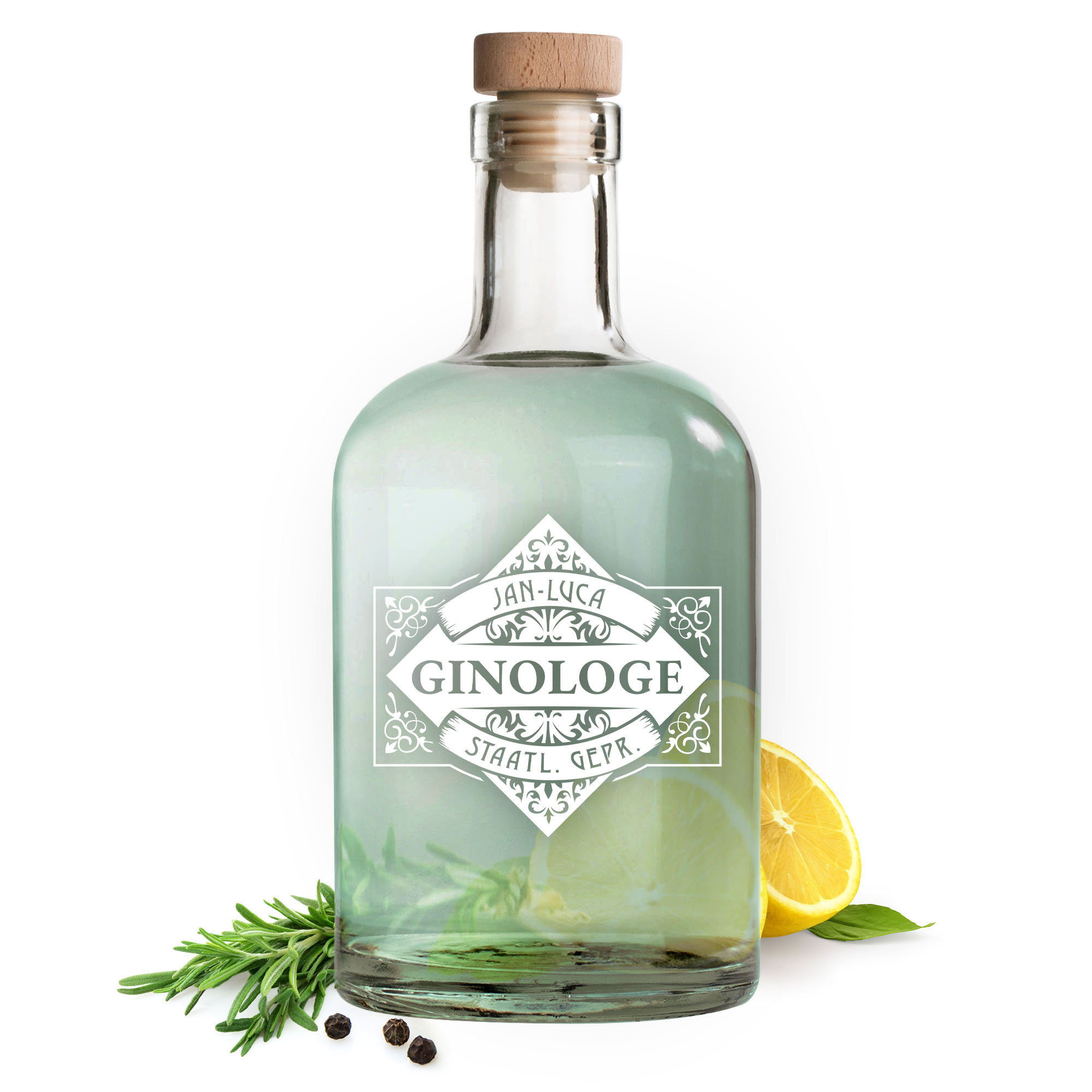 Glaskaraffe mit Gravur - Ginologe