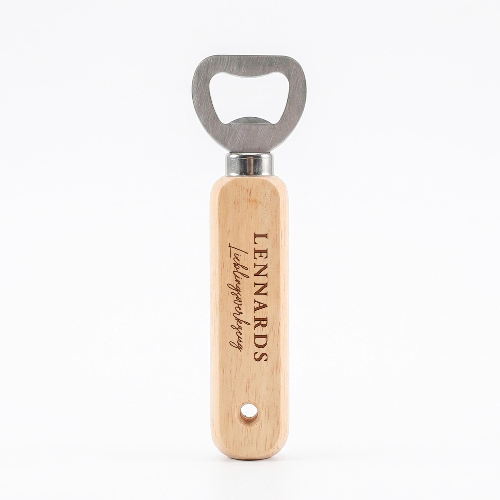 Personalisierter Flaschenöffner aus Holz