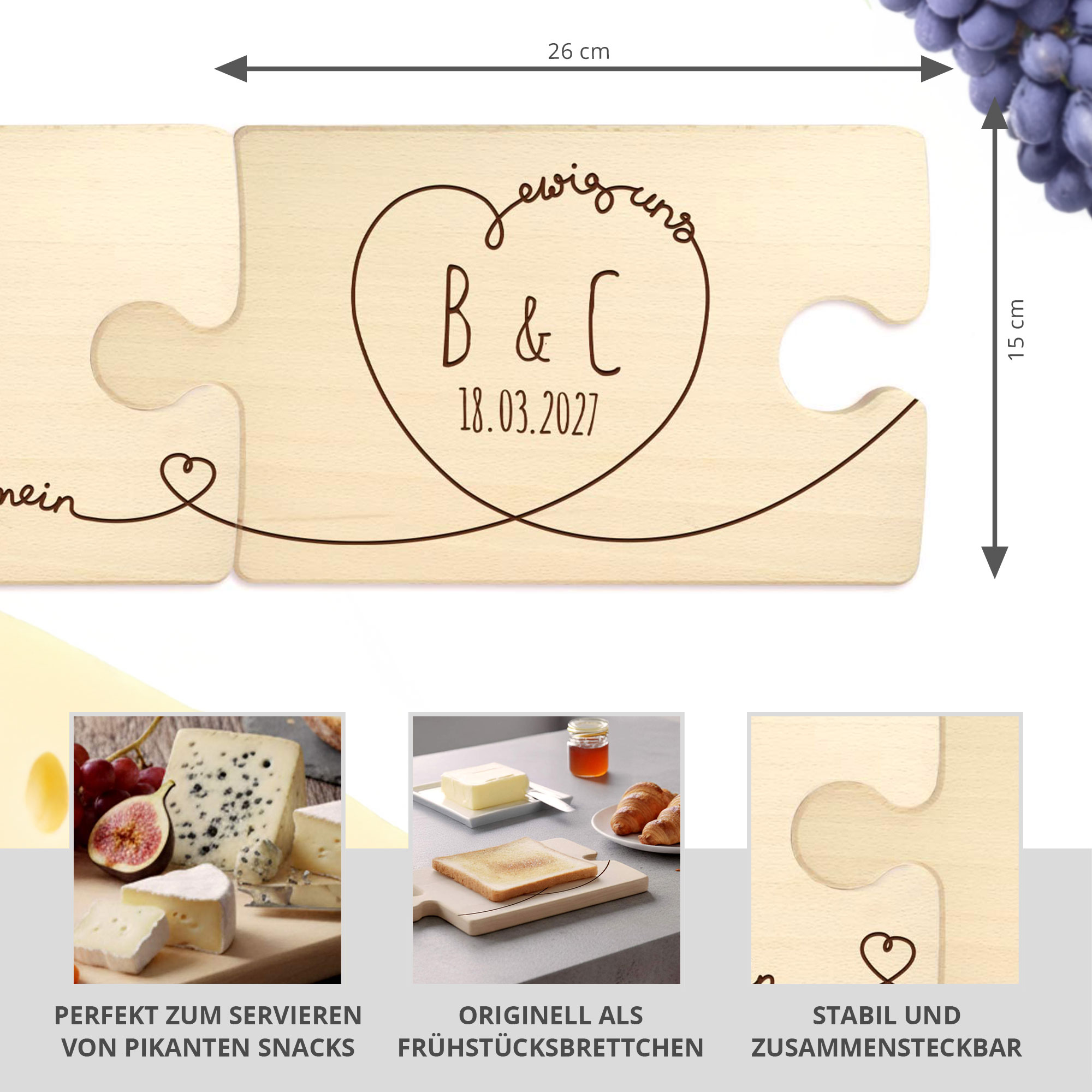 Personalisiertes Puzzle Brettchen Set - Ewig Dein