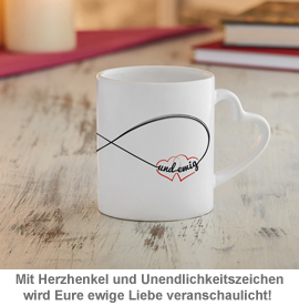 Personalisiertes Herz Henkeltasse Set - Unendlichkeitszeichen 3144 - 2