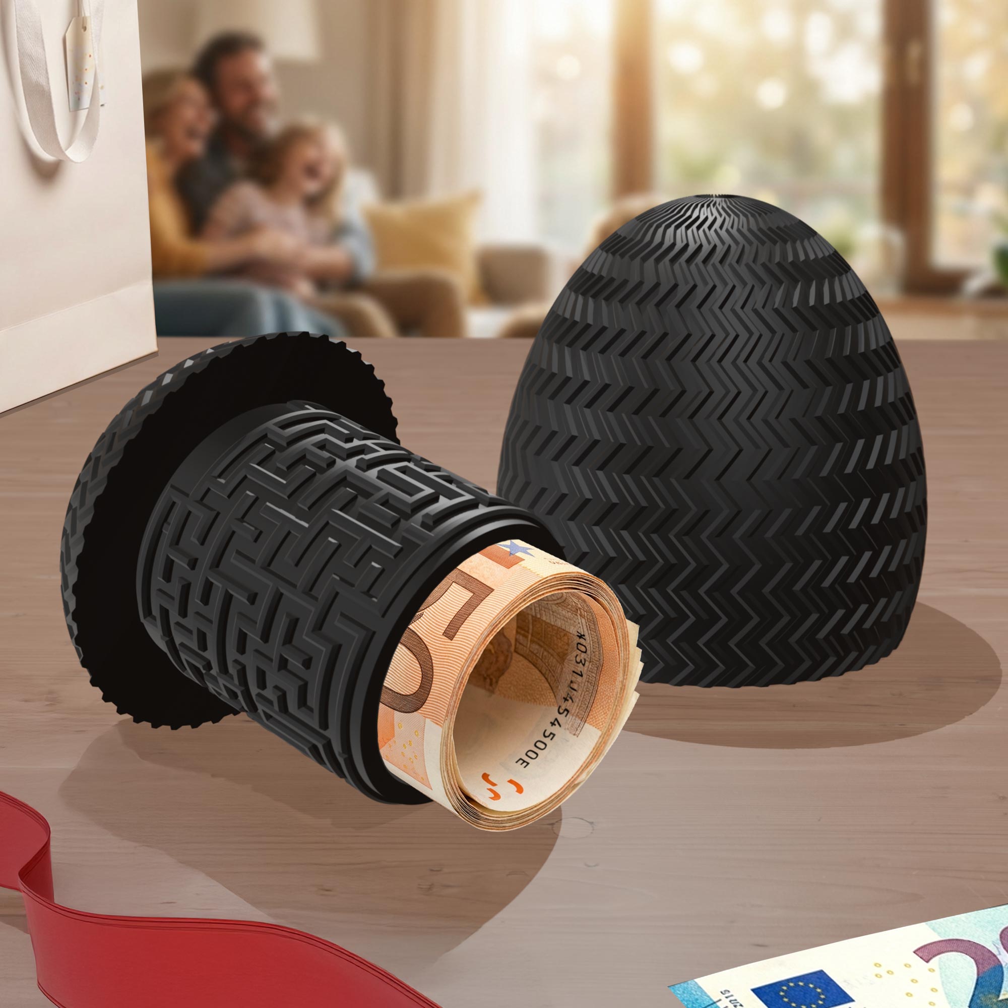 Labyrinthbox Ei – Geschenkverpackung für Geld & Gutscheine - Schwarz