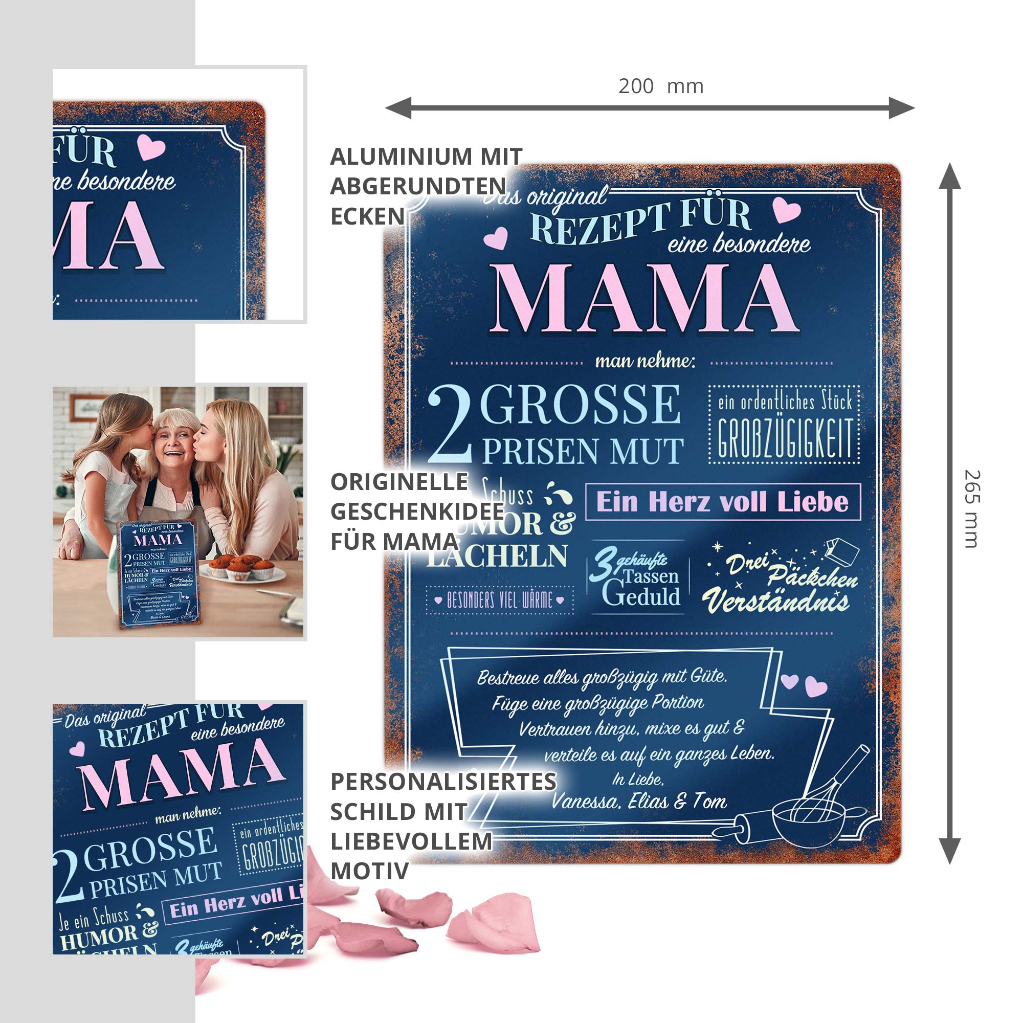 Personalisiertes Blechschild - Rezept Mama