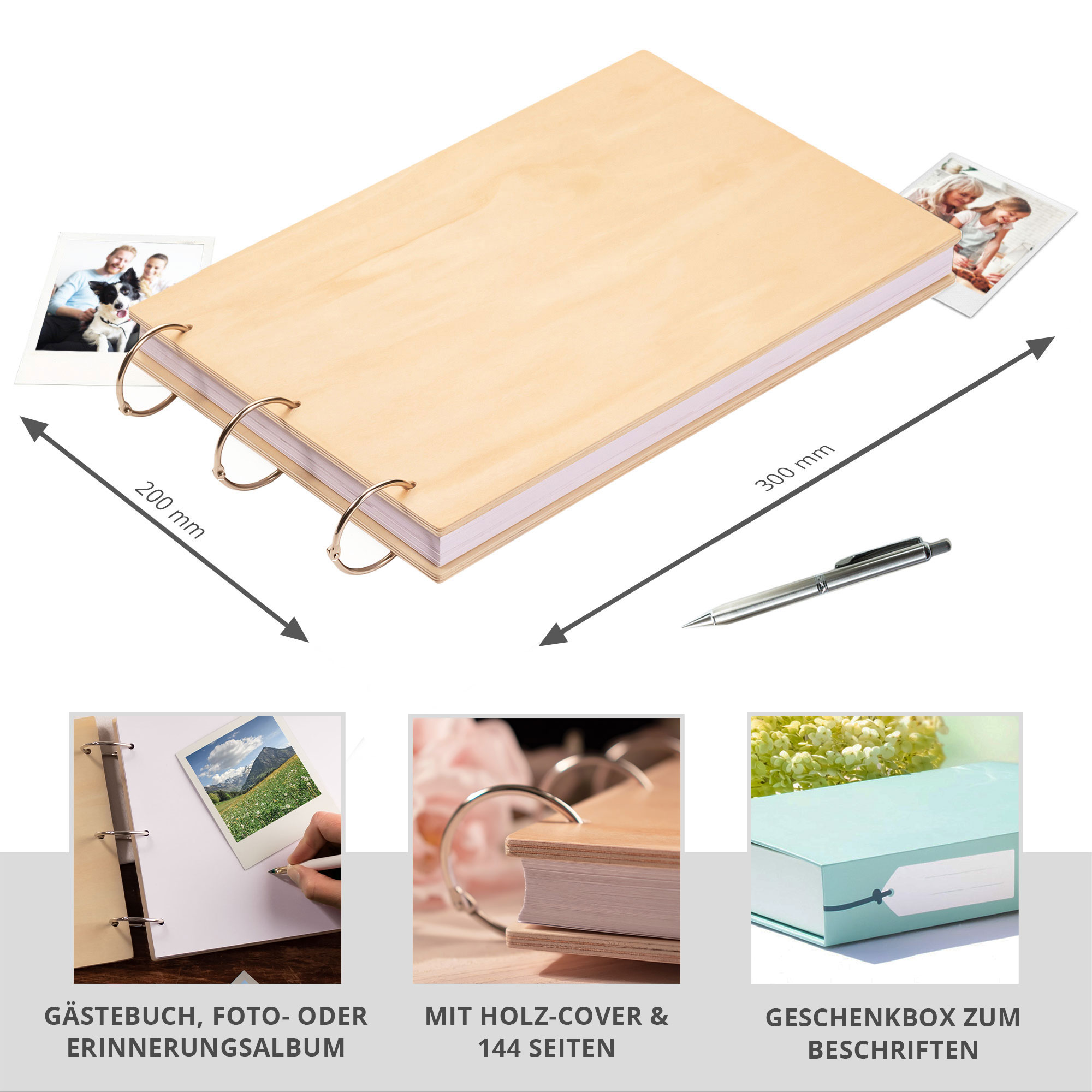 Gästebuch mit Holzcover - Fotobuch 0021-0004-EU-0000 - 1