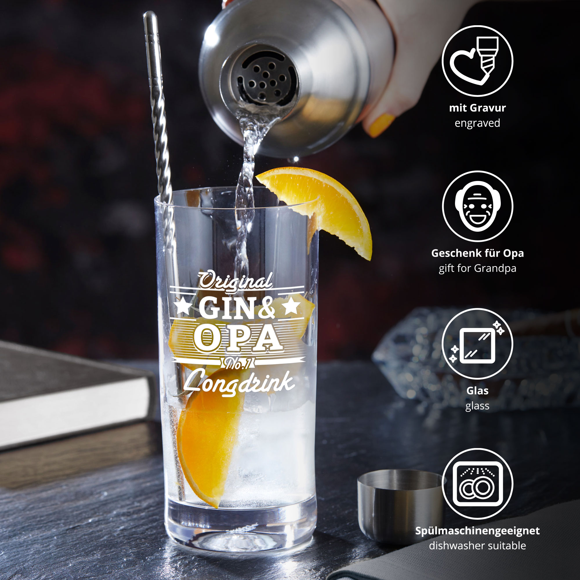 Cocktailglas mit Gravur für Opa - Gin 0006-0099-DE-0002 - 3