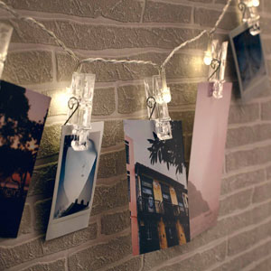 LED Lichterkette mit Wäscheklammern für Fotos