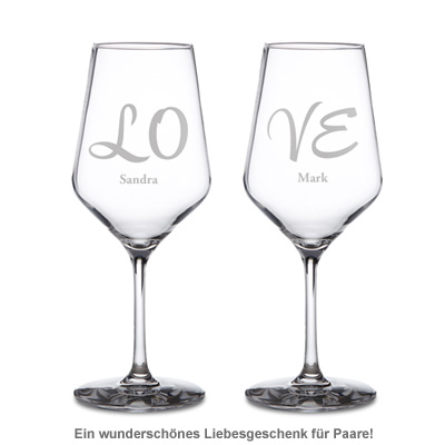 Weißweingläser Love - 2er Set