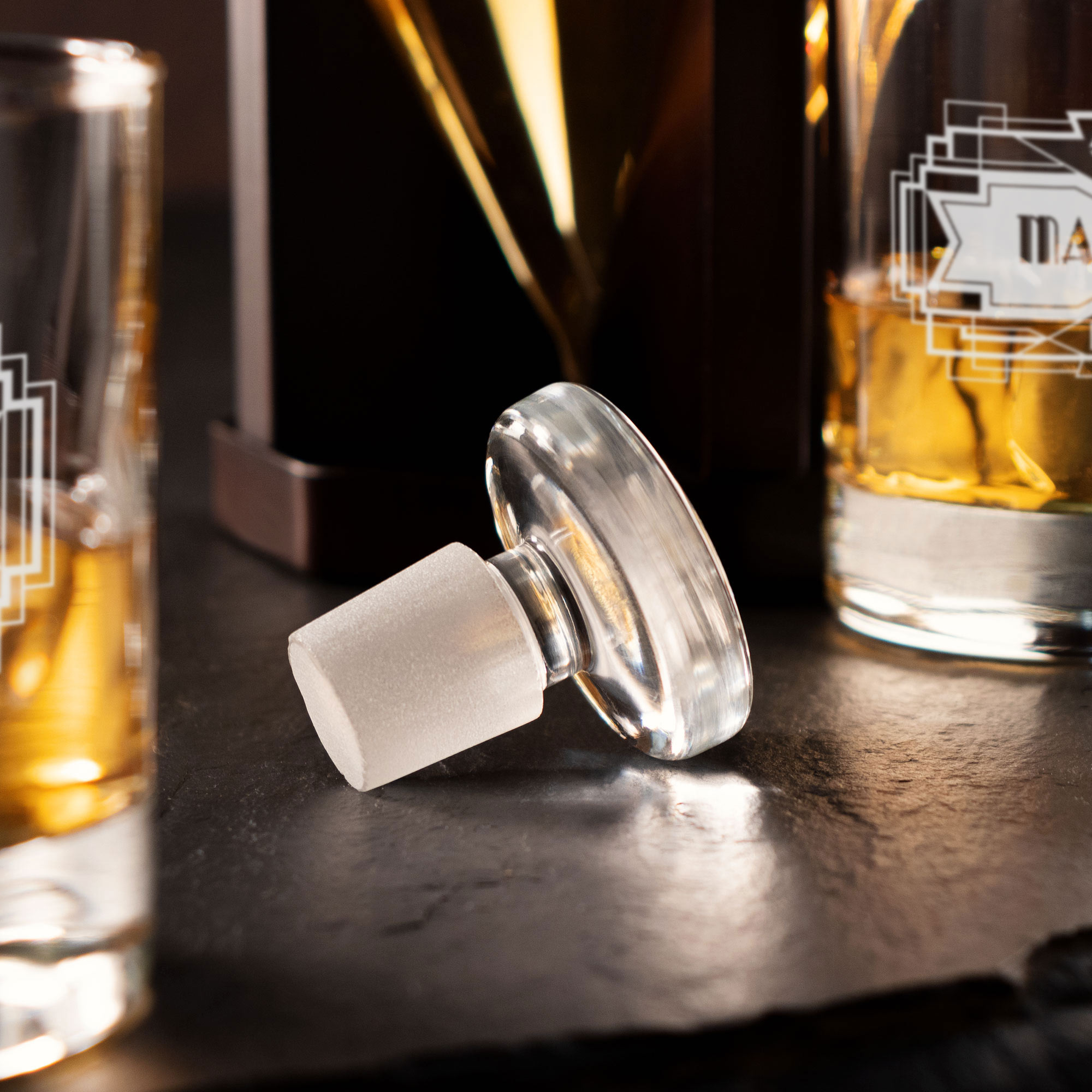 Set mit Diamant Karaffe und 2 Whiskygläsern mit Gravur 1872-145-00-43-MZ - 4