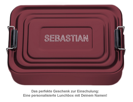Gravierte Lunchbox - Name (rot) 2936 - 1