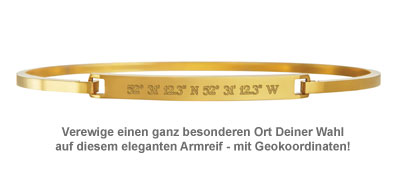 Armreif Gold mit Gravur - Geokoordinaten 3548 - 1