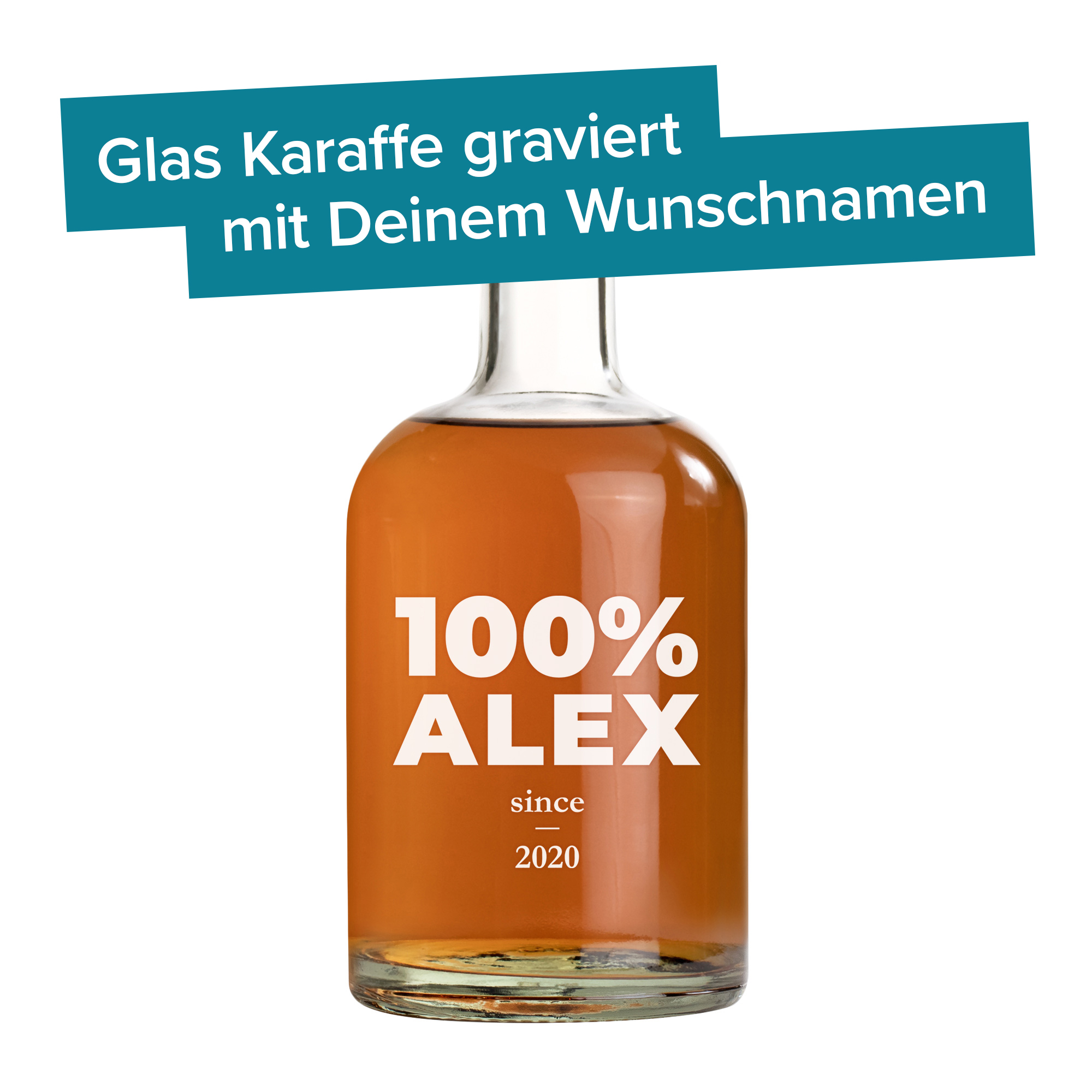 Glaskaraffe mit Gravur - 100% Name 4191 - 1