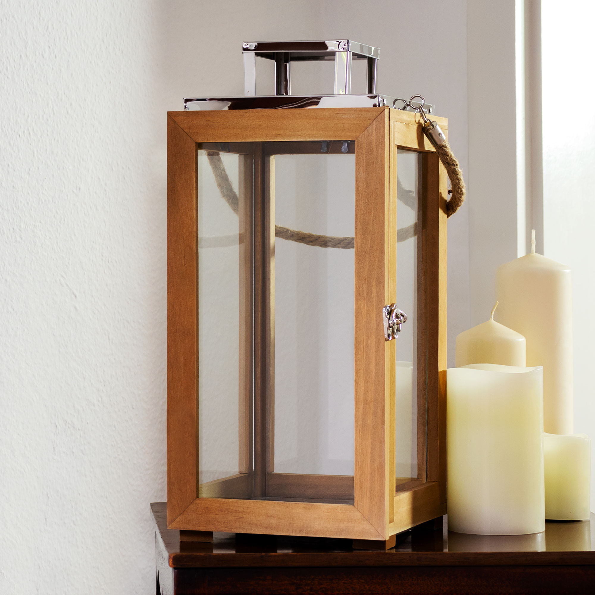 Holzlaterne - Kerzen Windlicht 0003-0006-EU-0000