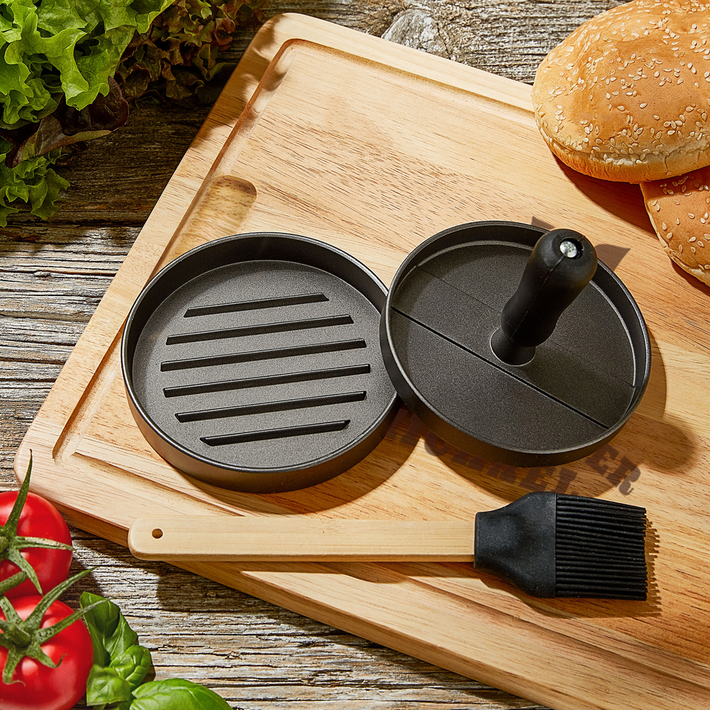 Burgerpresse mit Schneidebrett Grillset - Grillmeister 3563 - 3