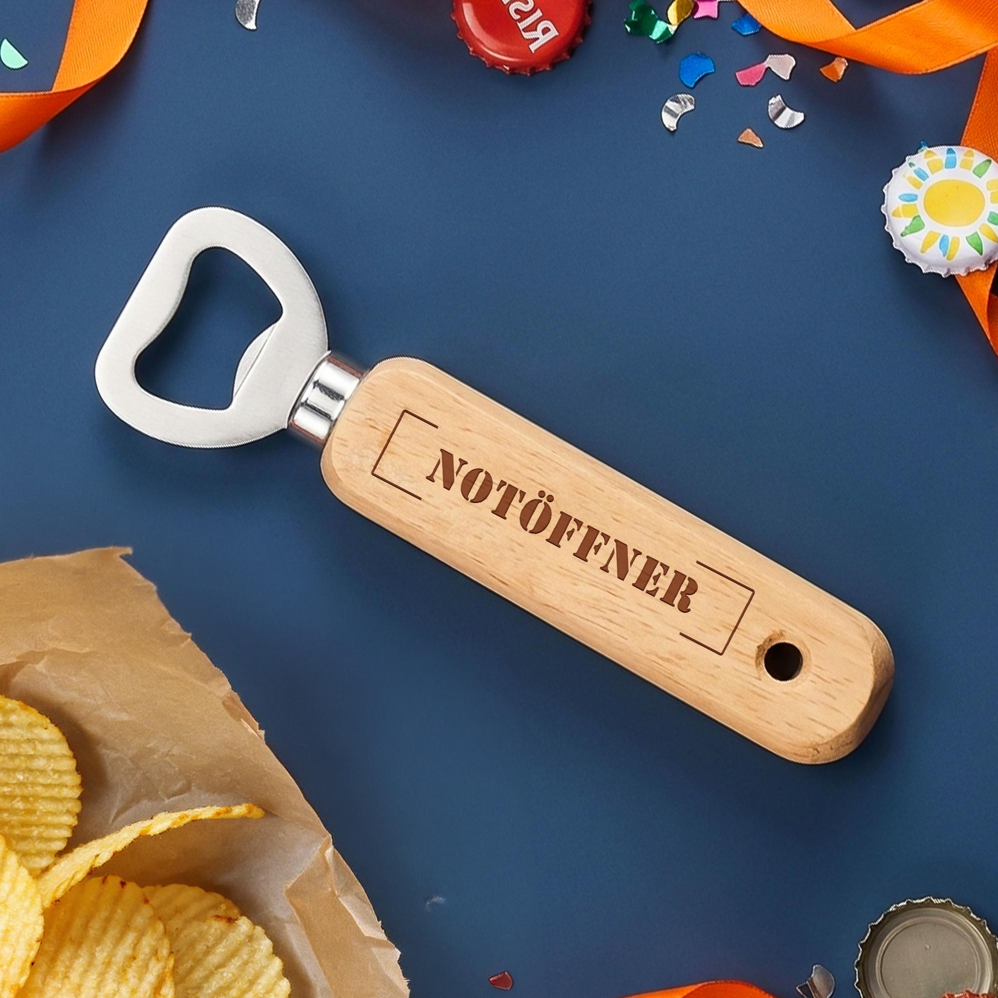 Personalisierter Flaschenöffner aus Holz - Stempel Personalisierter Flaschenöffner aus Holz - Stempel