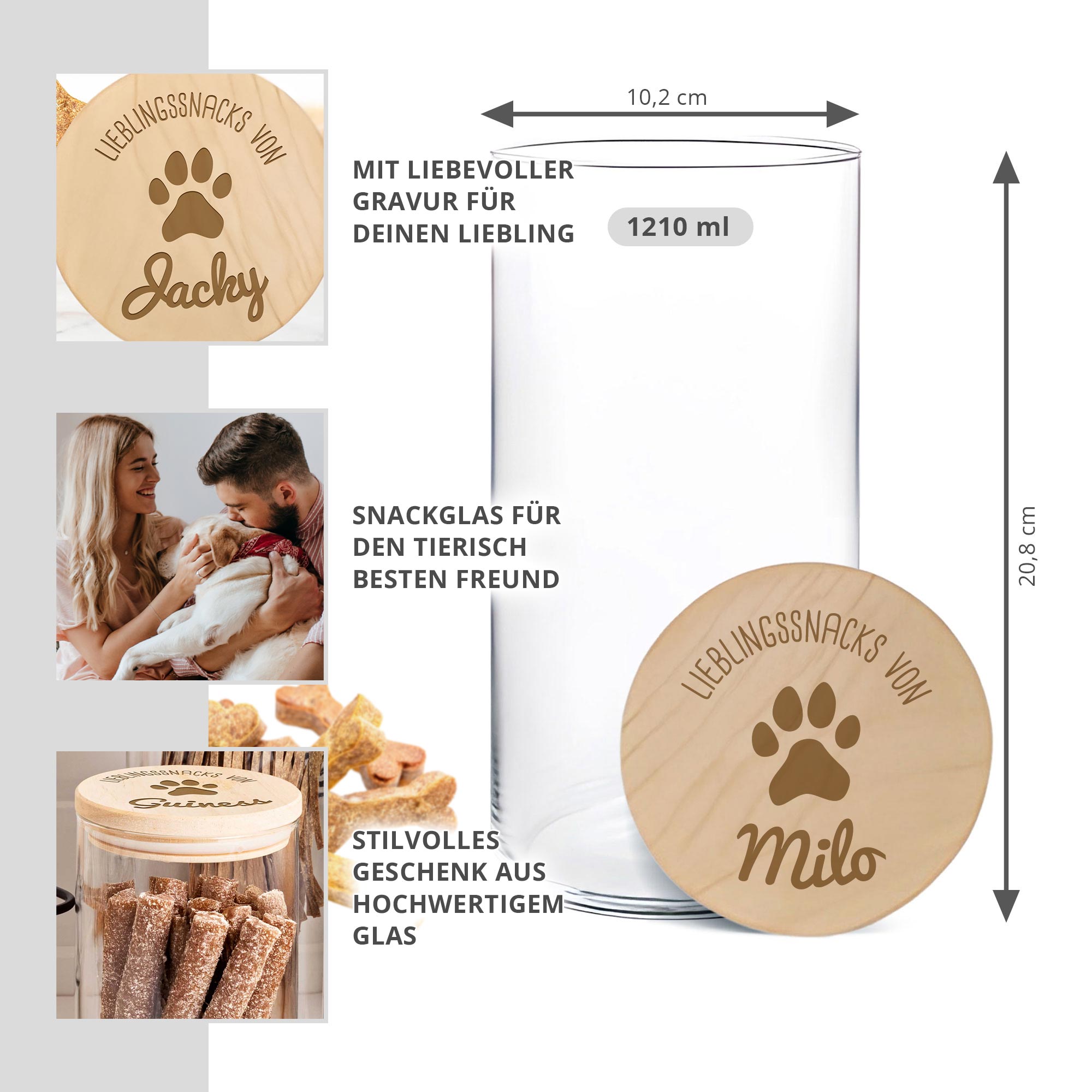 Vorratsglas mit Gravur - Hundesnacks Vorratsglas mit Gravur - Hundesnacks