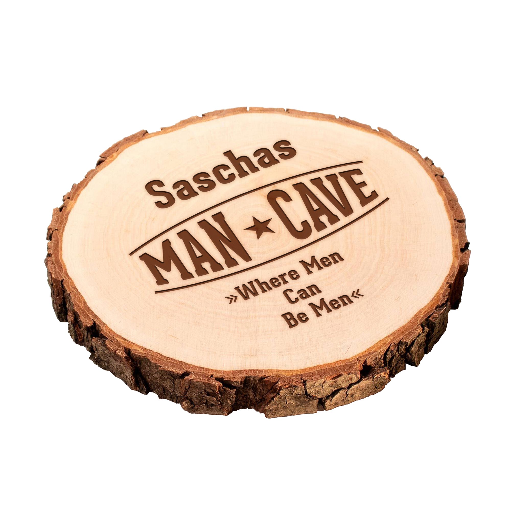 Baumscheibe mit Gravur - Man Cave